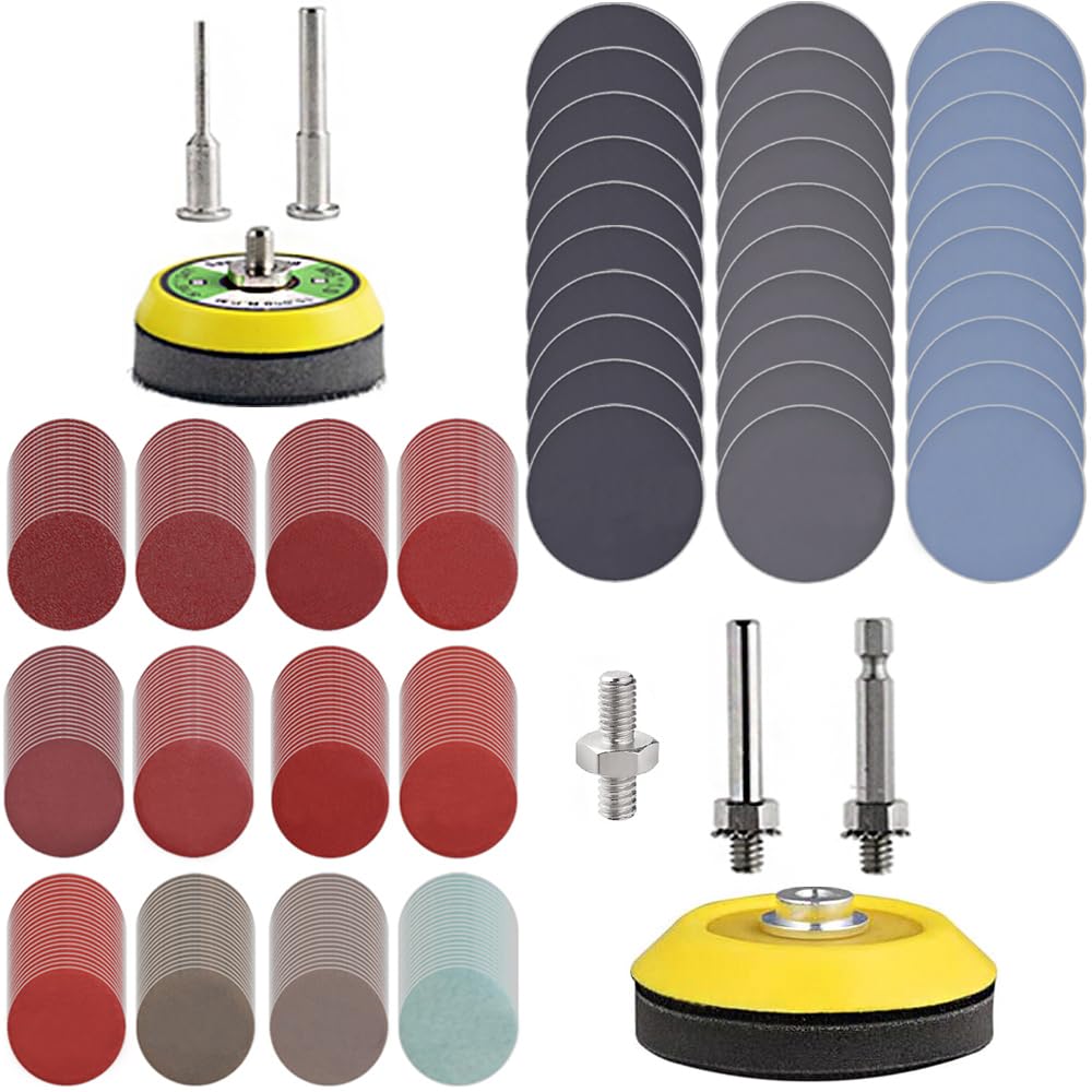 279 Pack 2/3 inch Versatile Sanding Discs Pad Kit for Drill Sanding Grinder Rotary Tools Attachment with 2Pcs 1/8"&1/4" Shank Backer Plate, Sanding Pads Includes 80-3000 Grit