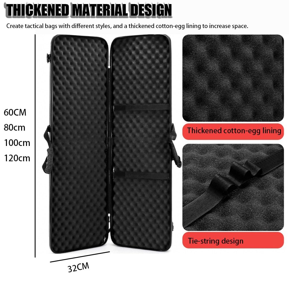 Rifles Fundas Rígidas, 60/80/100/120CM Caja De Armas Largas Capas De Acolchado De Espuma Maletín para Rifle De Caza Impermeable