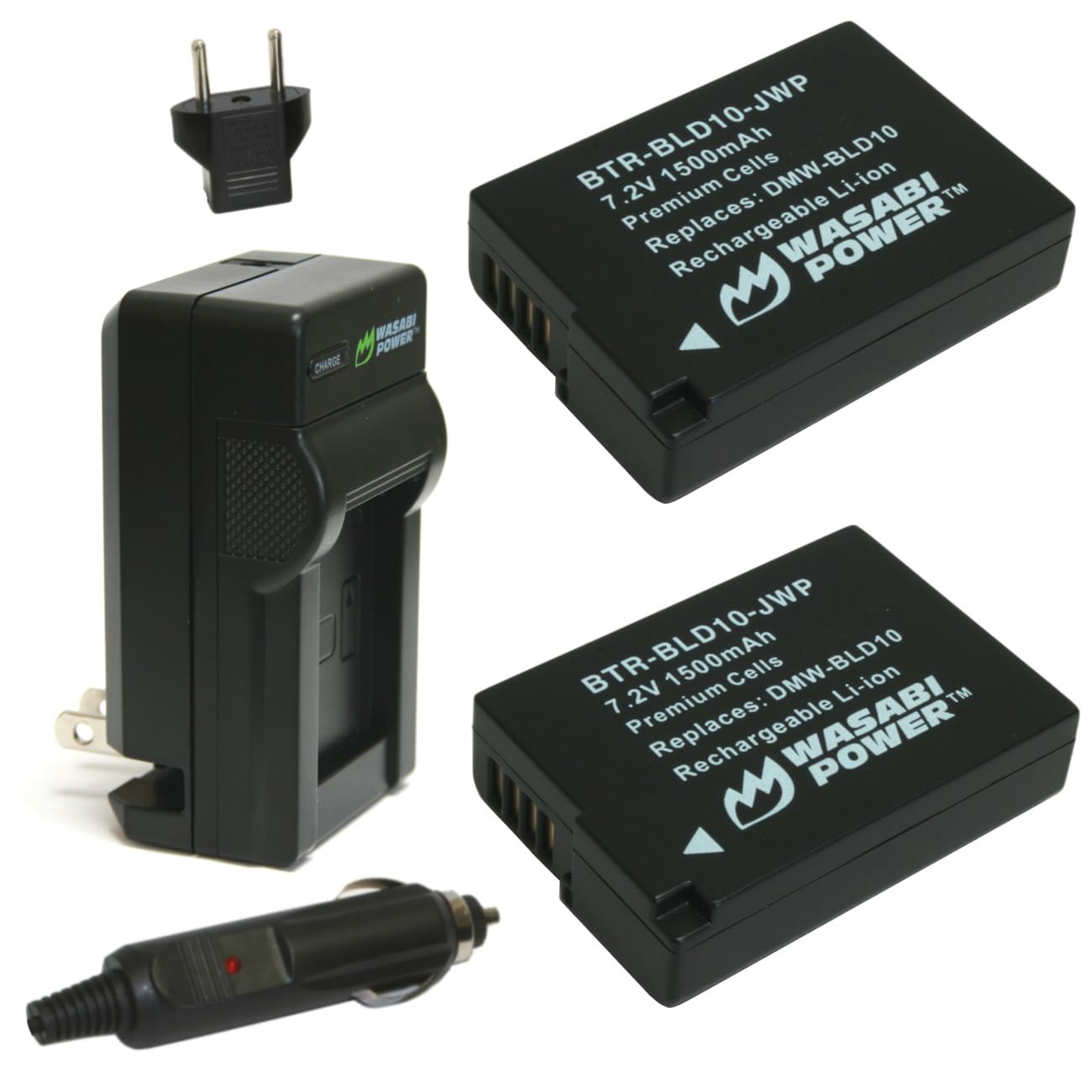 Wasabi Power Battery (2-Pack) and Charger for Panasonic DMW-BLD10, DMW-BLD10E, DMW-BLD10PP, DE-A93B and Panasonic Lumix DMC-G3, DMC-GF2, DMC-GX1