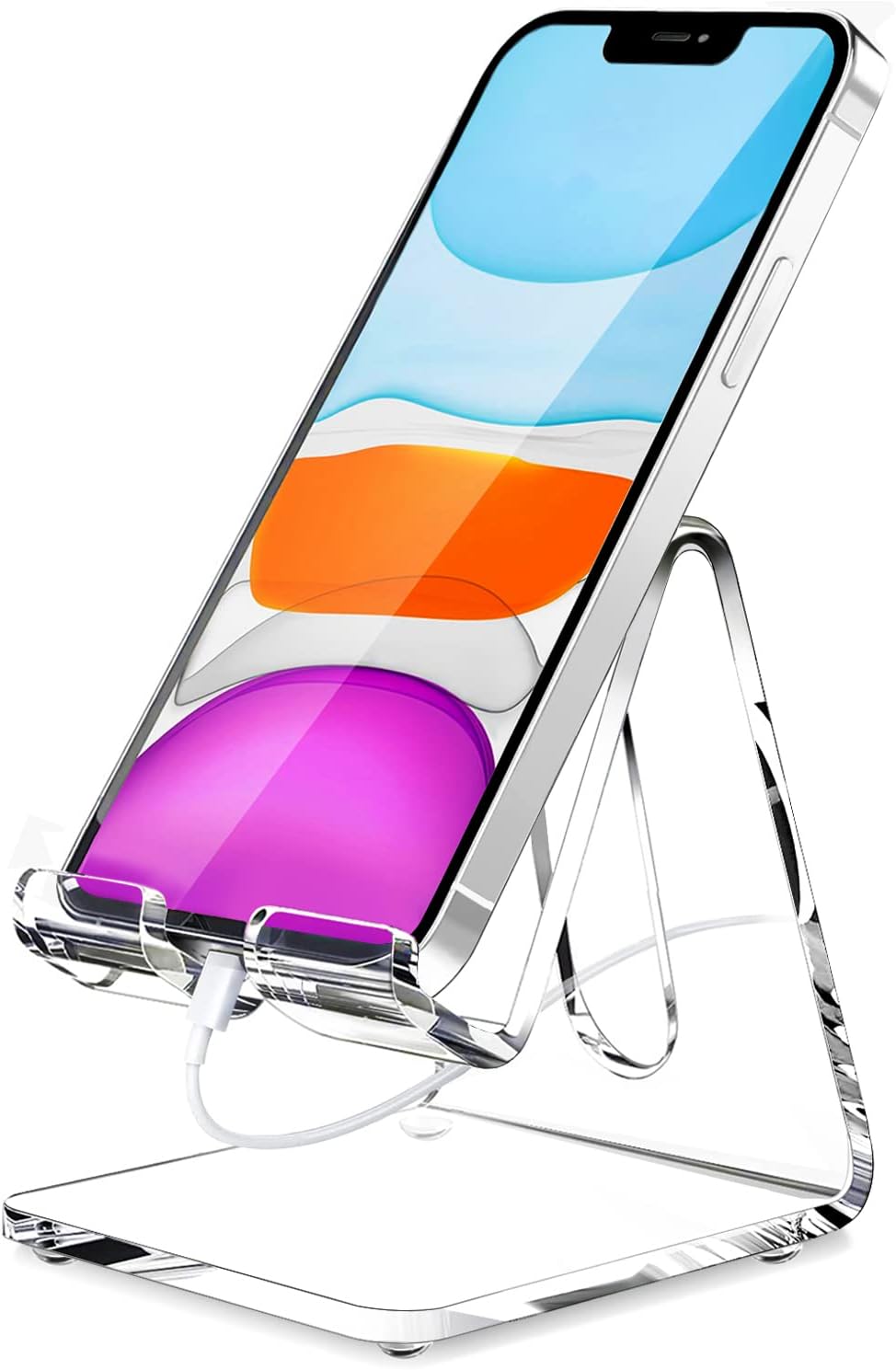 Crpich Acrylic Cell Phone Stand, Portable Clear Phone Stand