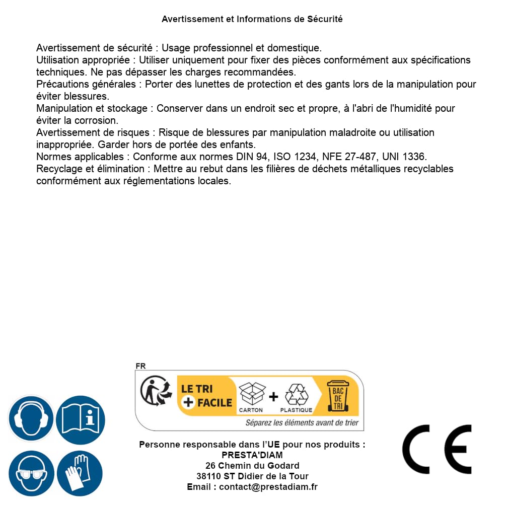 25 pasadores divididos 10 x 140 mm - DIN 94 - ISO 1234 - NFE27-487 - UNI 1336 - Inox A4 - D-Work