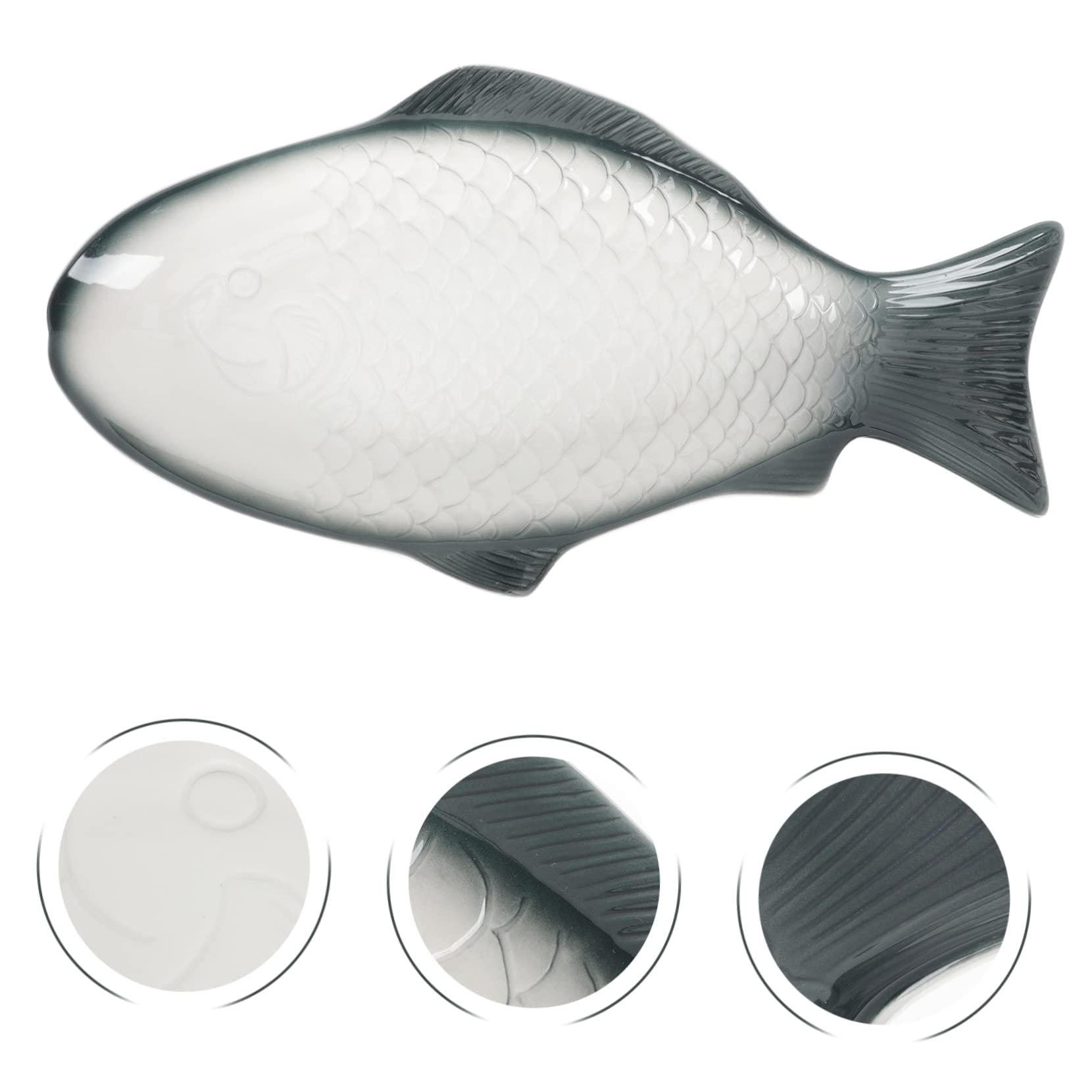 Plato de Pescado Delicado para Cocinar al Vapor, Bandeja de Cerámica Forma Realista, Superficie Lisa y Pulida, Ecológico y Seguro para Uso Doméstico y Restaurante, Adecuado