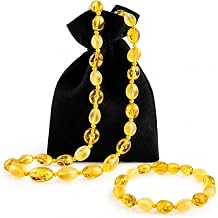 Baltic Amber Necklace And Bracelet Gift Set   Genuine Gemstone   Handcrafted With Gift Packaging & Certificate