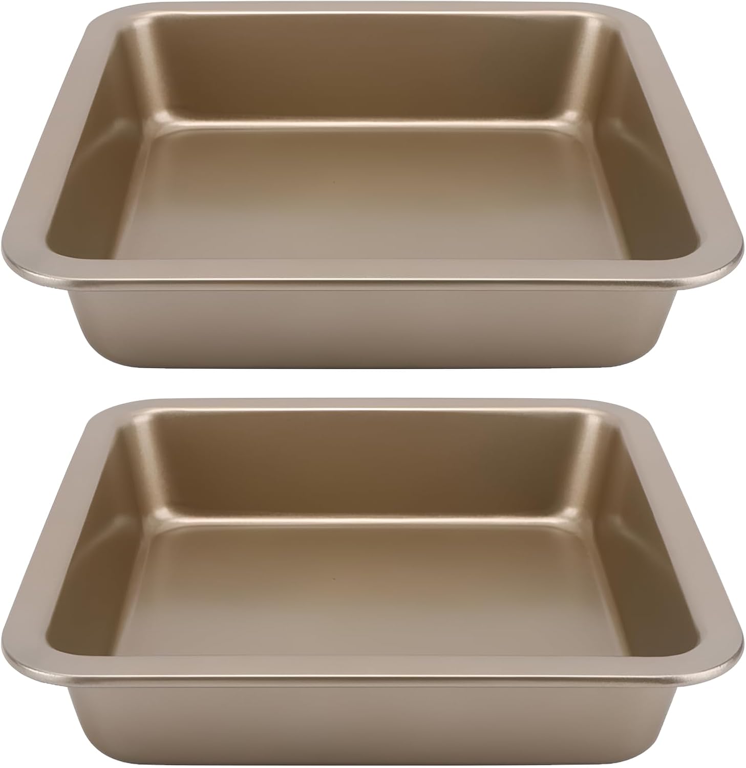 2-Piece Square Cake Pan, 8.86 In Nonstick Carbon Steel, Gold