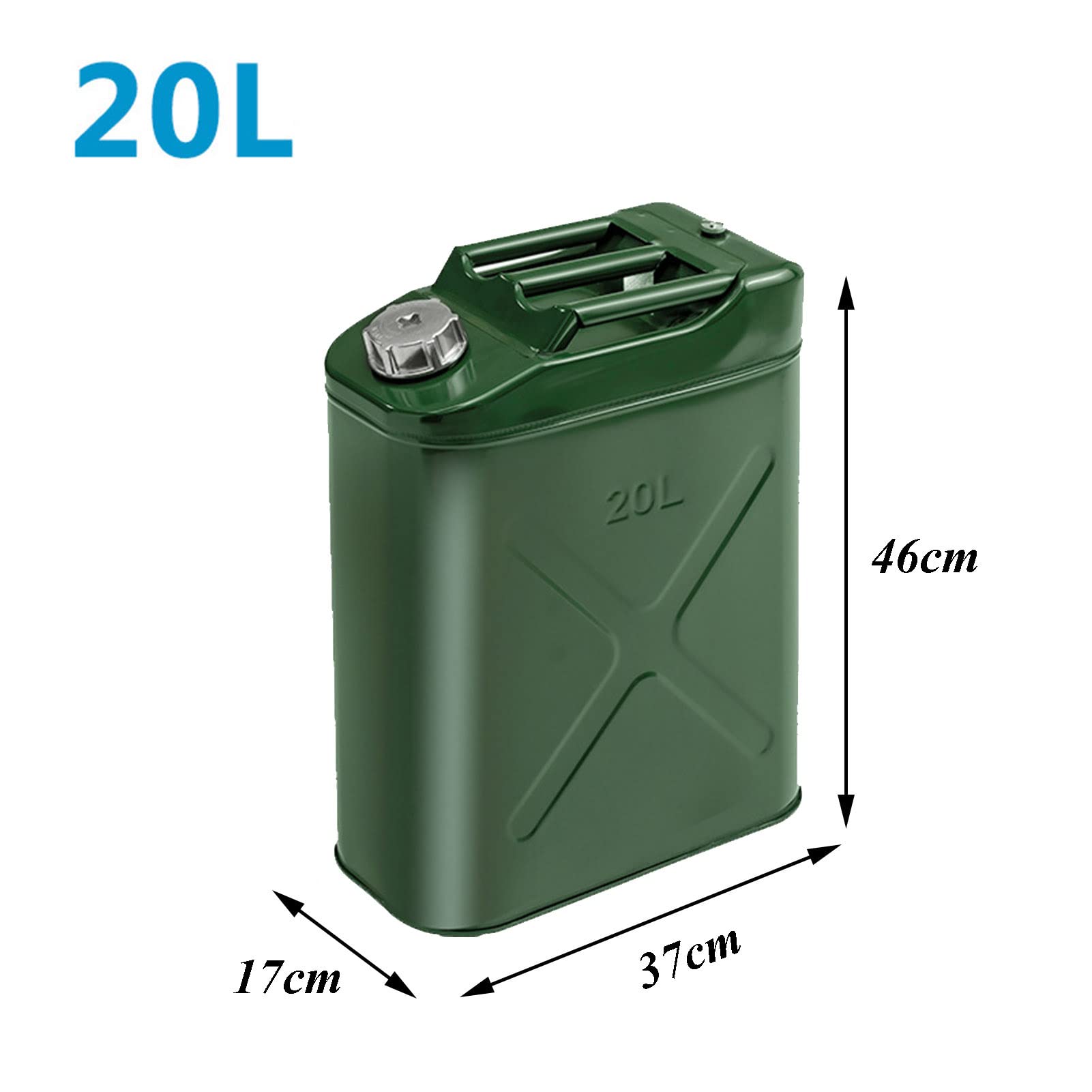 BHBXZZDB Bidon Gasolina, Bidón para carburante/Garrafa Metal Gasolina/Diesel, Bote de Metal de con 3 Asas, Salidas de Aire – Color Verde – Transporte eficiente de Combustible