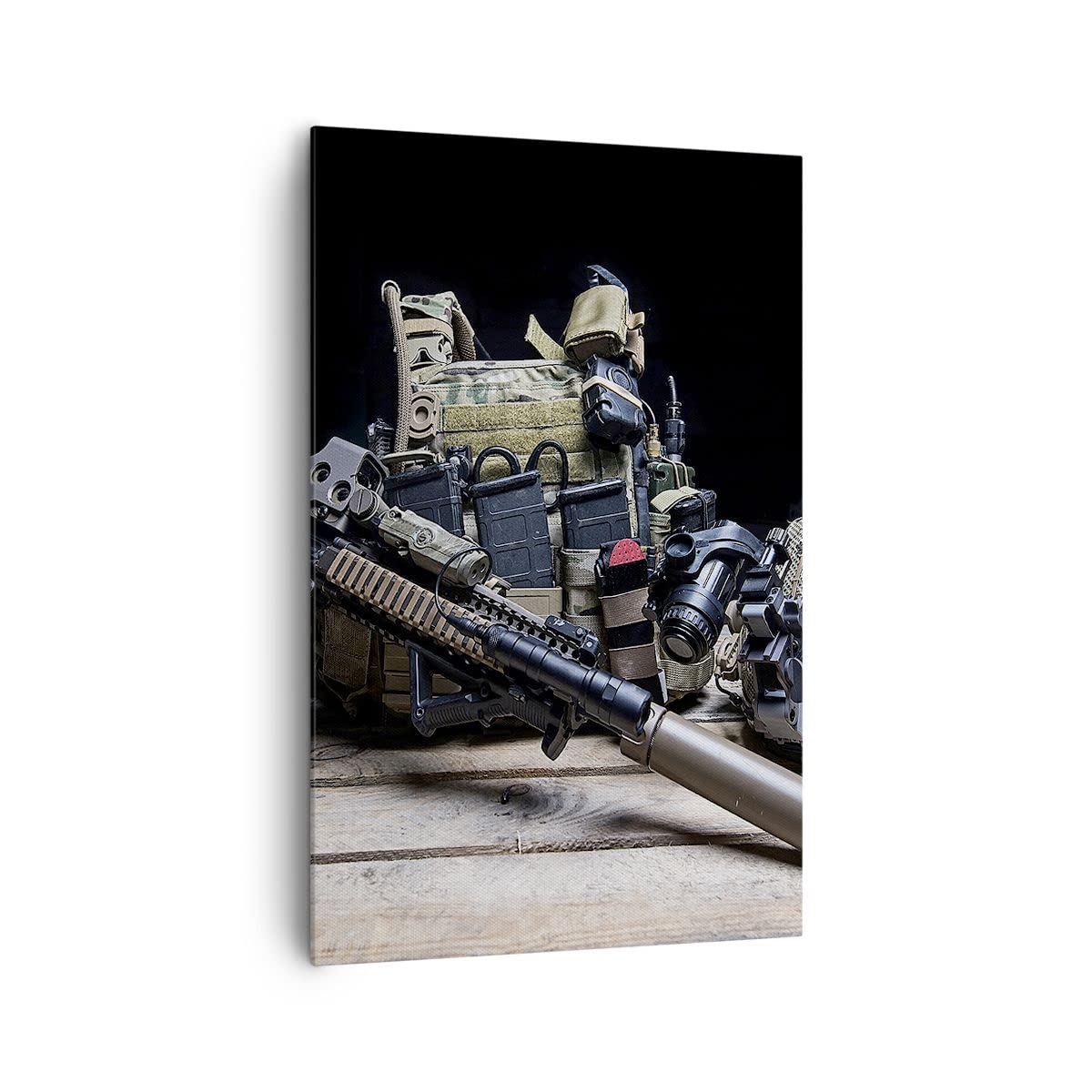Cuadros Decoracion Salon militaria rifle Lienzos decorativos 80x120cm Cuadro Sobre Lienzo Moderno Vertical Dormitorio Cocina Cuadros Pared Imágenes Wall Art Prints Decor Canvas Grande PA80x120-3889