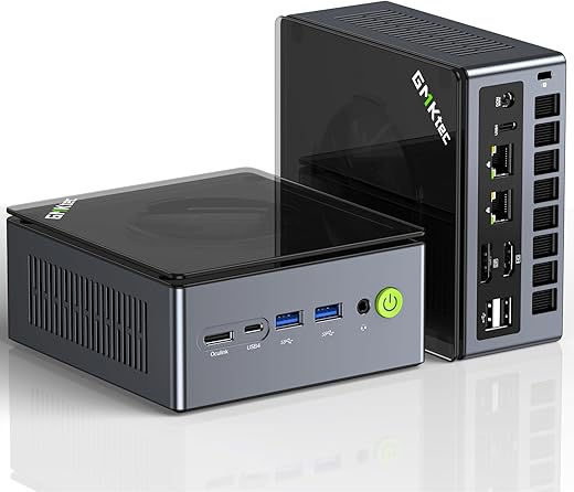 GMKtec Mini PC Gaming, M7 AMD Ryzen 7 PRO 6850H (8C/16T 4.70Ghz) Dual NIC LAN 2.5G Desktop Computer, 32GB DDR5 RAM + 512GB Hard Drive PCle SSD,...