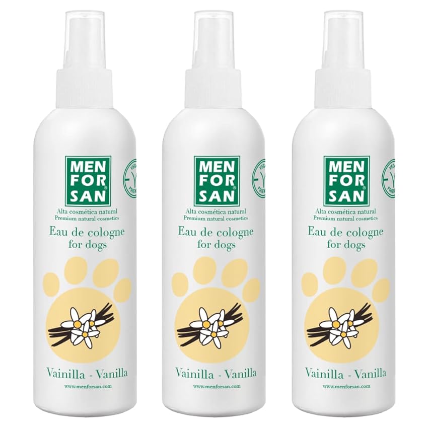 Menforsan Eau de Toilette per cani con aroma di vaniglia 125 ml - Confezione da 3 unità
