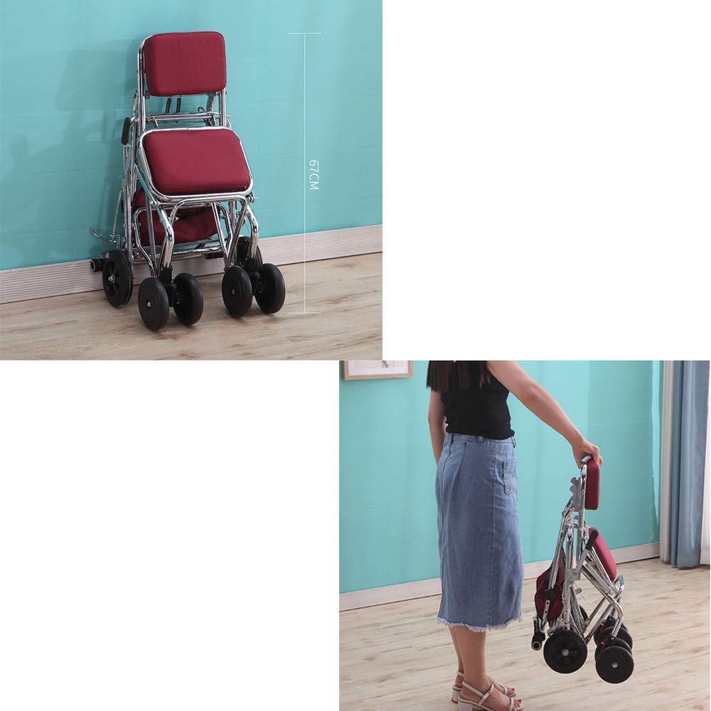 Składany Chodzik Typu Rollator Chodziki Typu Rollator - Składany 4-Kołowy Chodzik Z Siedziskiem I Torbą - Pomoc W Poruszaniu Się Dla Dorosłych, Seniorów, Osób Starszych I Niepełnosprawnych Zakupy