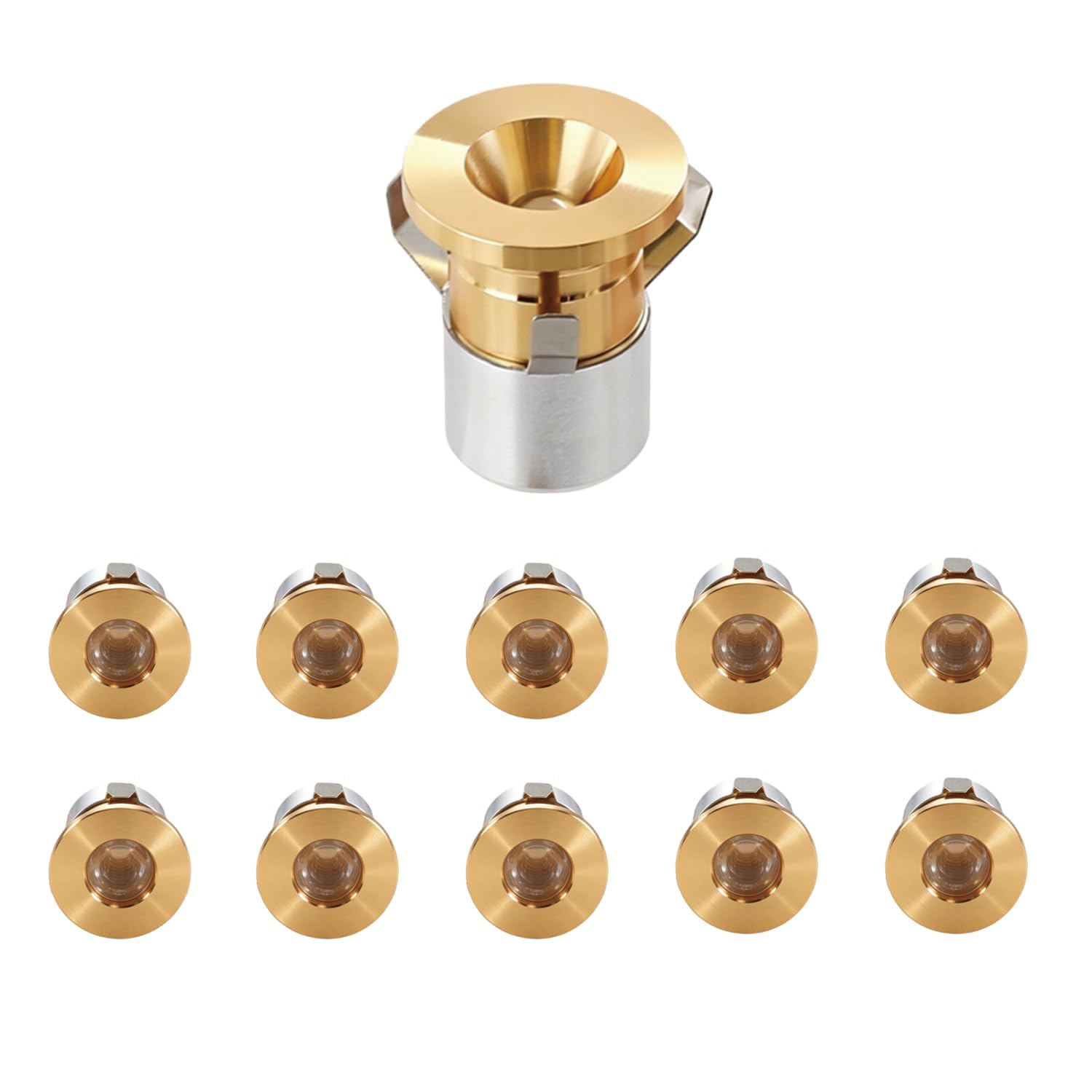 10 focos LED de 1 W, minifocos empotrables de 3000 K, 230 V, ultraplanos, para cocina, salón, armario, vitrinas, escaleras, iluminación (dorado)