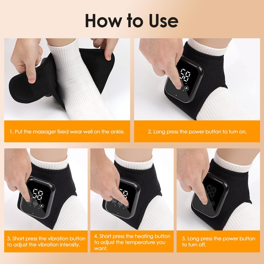 Masseur de cheville, Pour Les Pieds Coussin Chauffant Pour La Cheville Contre La Douleur, Masseur de Cheville Avec Chaleur Pour La Circulation et (Noir (paquet de 2))