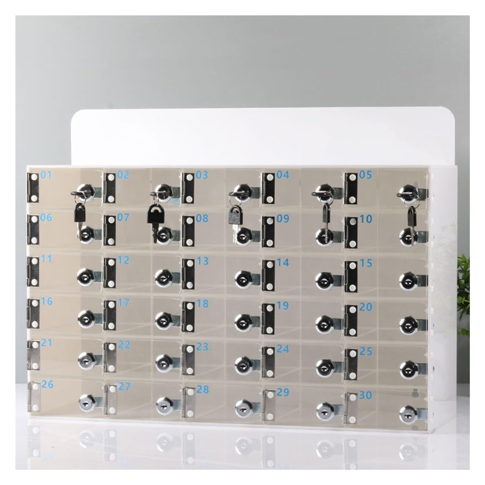 Armadietto a Muro per cellulari con 6 Scomparti in Acrilico con Serratura e Chiave, Ideale per aule, uffici e scuole: Una Soluzione sicura per la Custodia di dispositivi elettronici per Stud