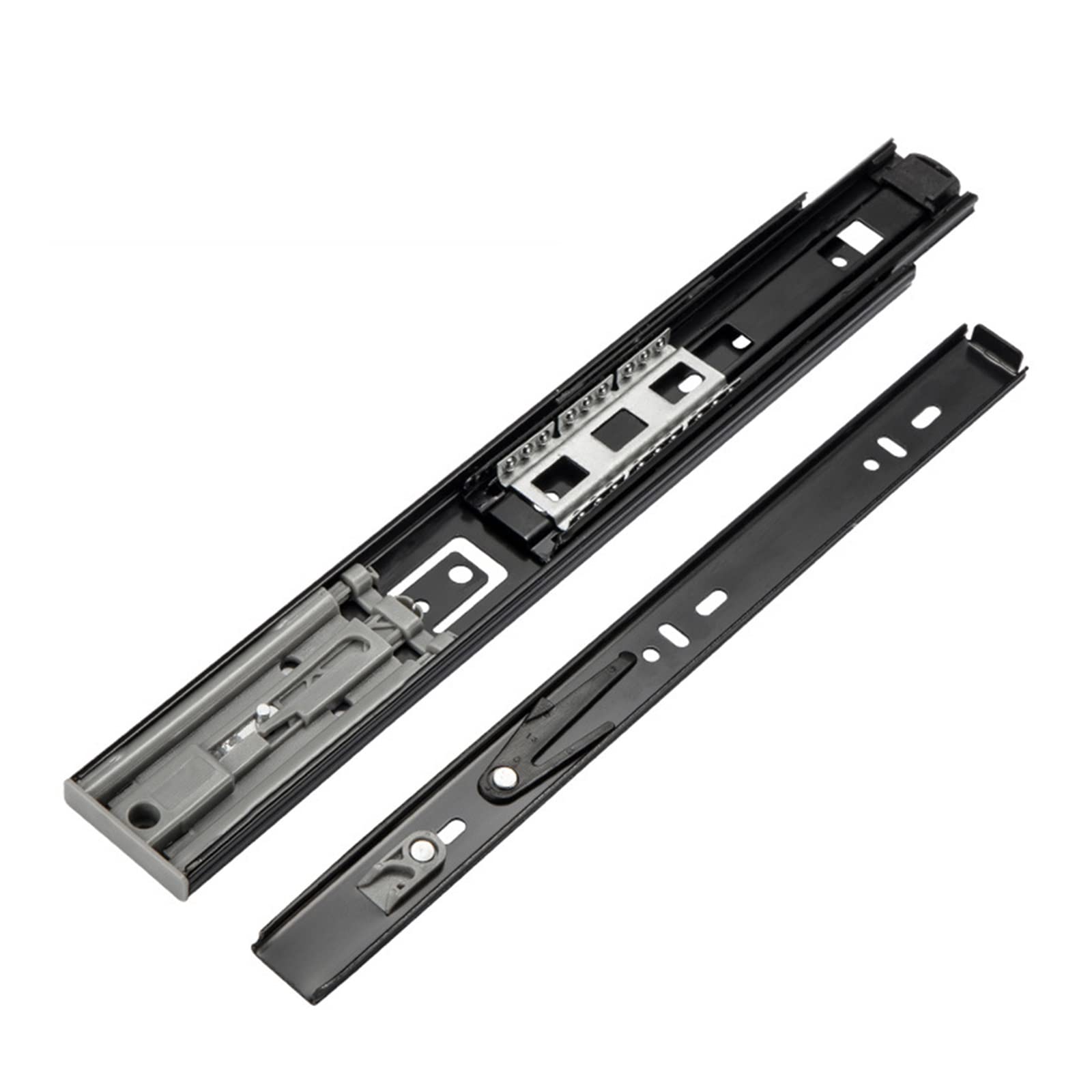 VSOLS Guide for cassetti con Cuscinetti a Sfera Aperti da 10-20 Pollici for Montaggio su Guide for cassetti a Estrazione Completa Hardware for mobili (Color : Black, Size : Iron-18in(450mm))