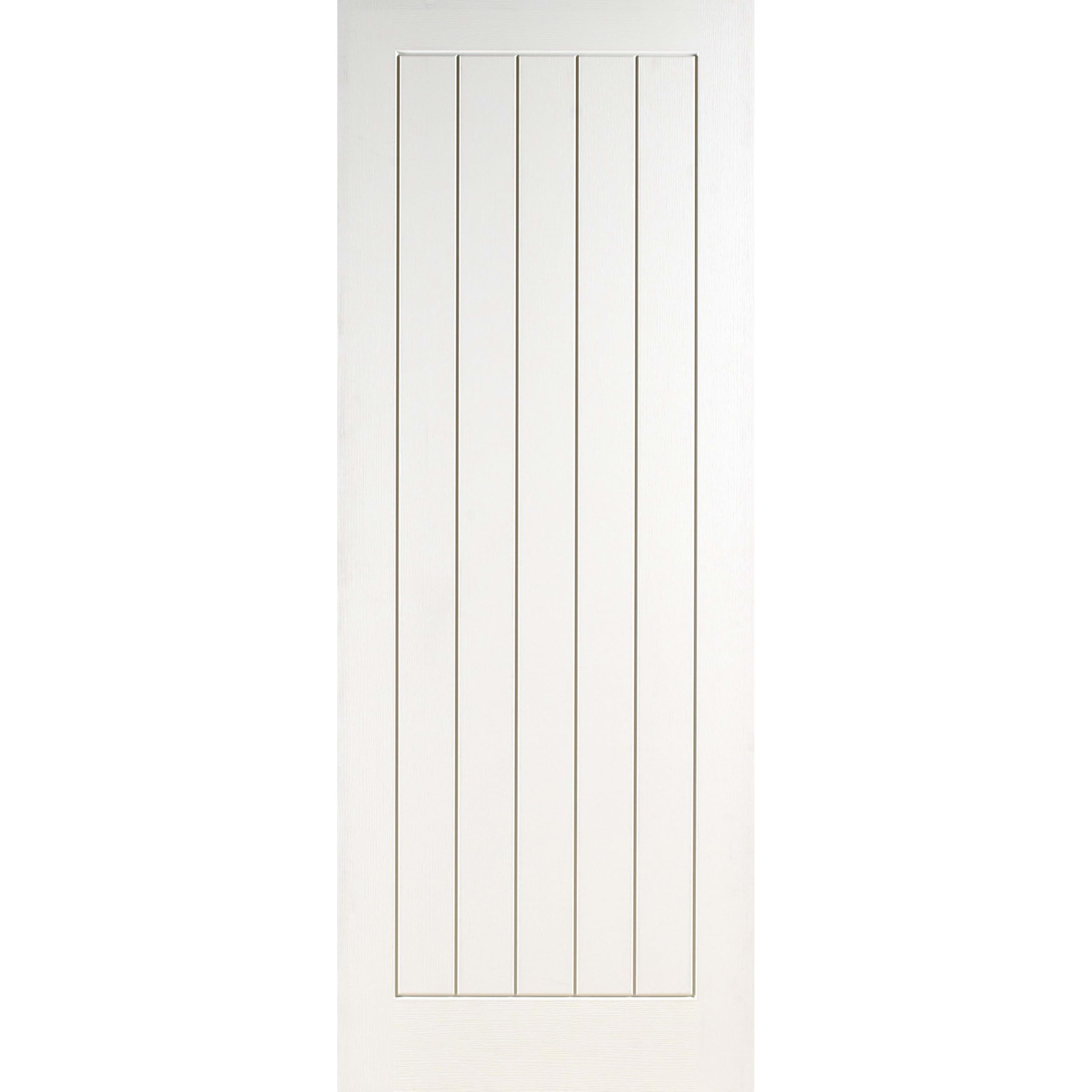 White Grained Cottage Internal Door – Moulded 5 Panel Textured Primed Interior Door, Reversible and Trimmable Design (1981 x 686mm)