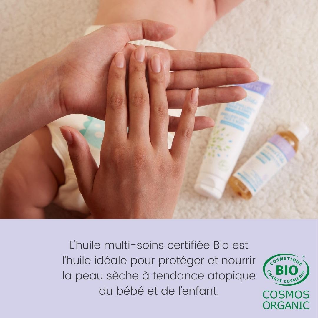 Téane - Huile bébé multi-soins certifiée BIO – Peau sèche, sensible à tendance à l’eczéma atopique – Huile de massage et de protection pendant le bain – bébé et enfant - 100 ml