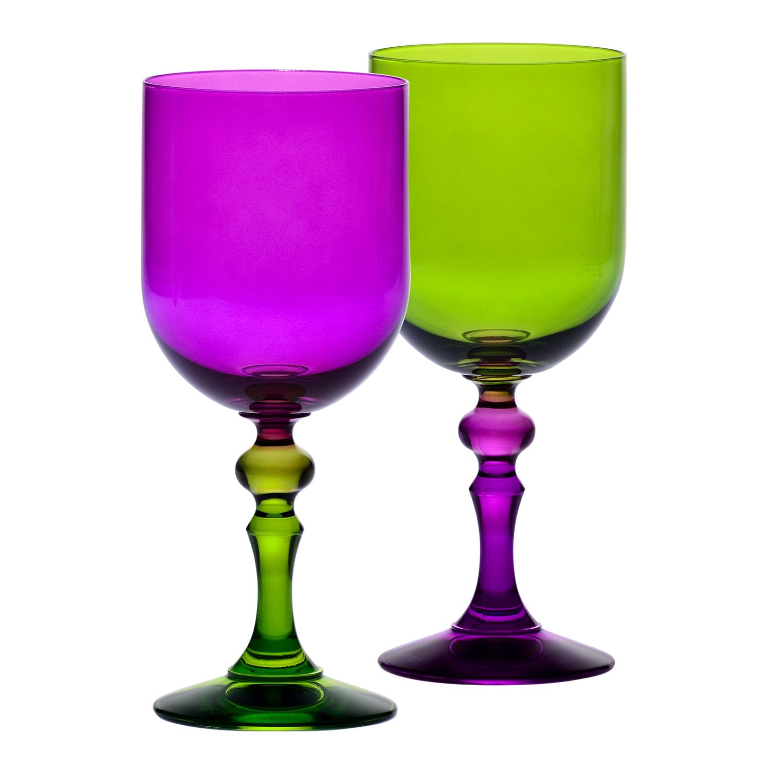 KROSNO – Verres à Vin Rouge et Blanc, Mocktails et Eau 300 ml – Lot de 2 – Collection Bubble – Violet et Vert – Cristal Sans Plomb – Peints à la Main