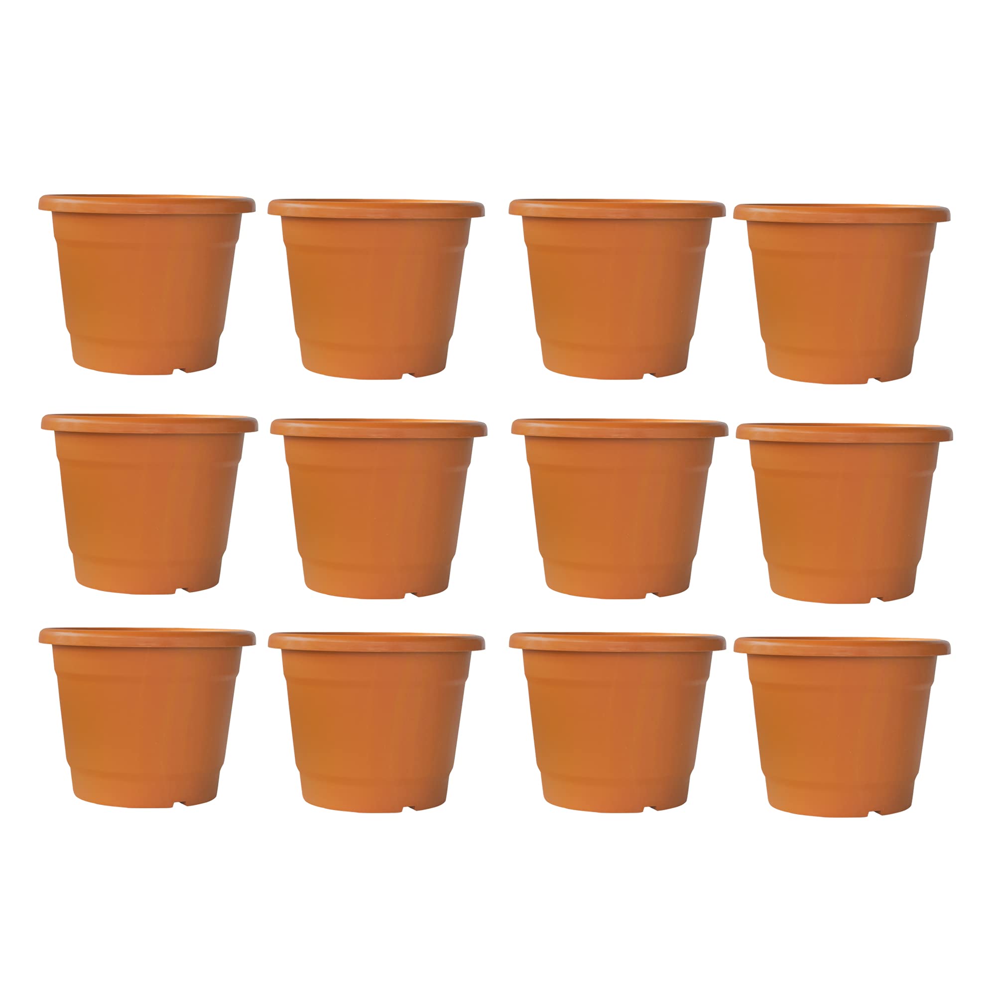TrustBasket Bhuvi Round Plastic Pots 10 (Brown) Set of 12 | Heavy Duty Highly Durable Plant Container/Gamla for Indoor Home Decor & Outdoor Balcony Garden (B09BJW7KL1) Amazon Price History, Amazon Price Tracker