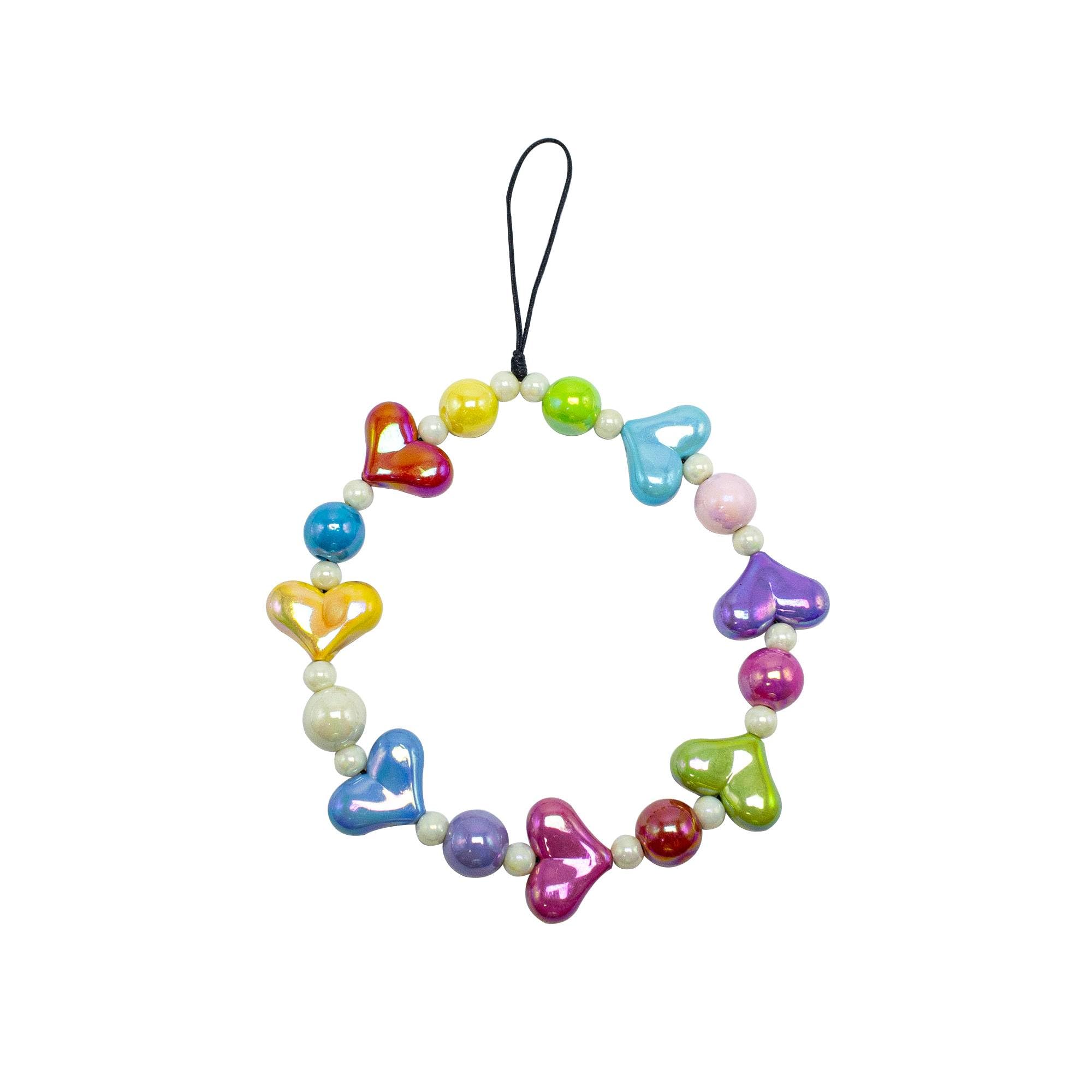 Leyice Phone Charms Strap for Women and Girls Beaded Phone Chain Fashion Exquisite Phone Wrist Strap (heart shaped)