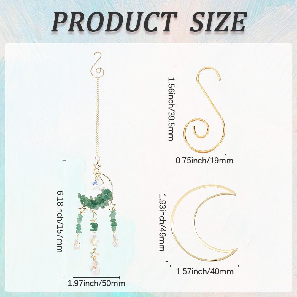 SUNNYCLUE 1 Box DIY 4 Sets Suncatcher Making Kits Sun Catchers Kit Moon Suncatchers Amethyst Kyanite Green Aventurine Opalite Chip Beads Hanging Sun Catcher for Windows Home Garden Party Wedding Decor - Image 3