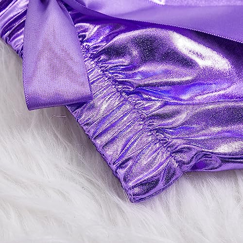 Baby Girls Metallic Shorts Sparkle Shiny Toddler Shorts PU Faux Leather Elastic Waist with Cute Headbands3