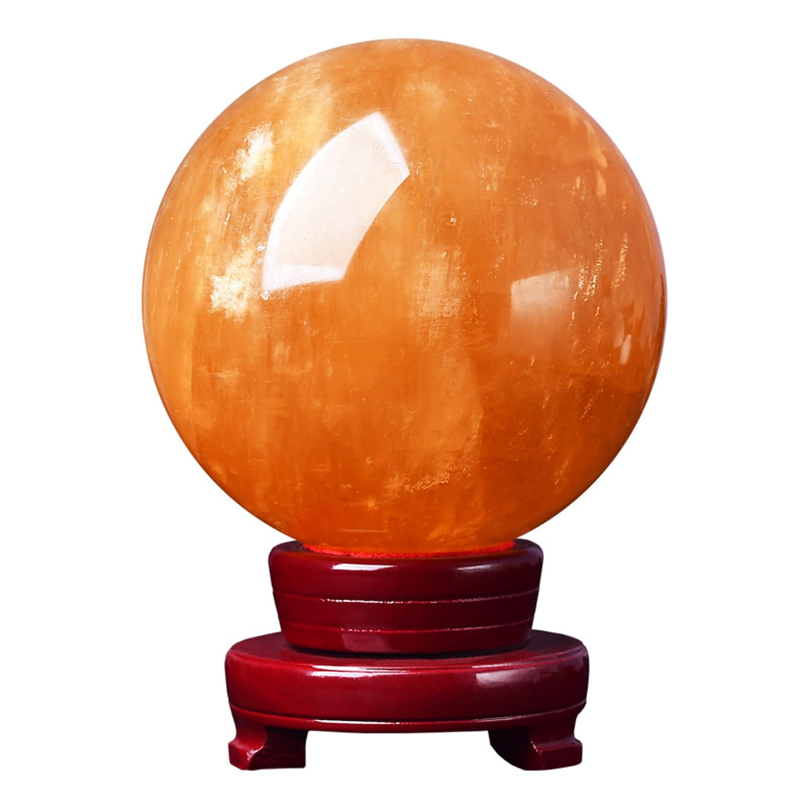 Sfera di Cristallo di citrino Naturale + Supporto - Scultura di Cristallo con Sfera di Pietra preziosa - Cristallo Feng Shui per ricchezza e Successo,7.87in