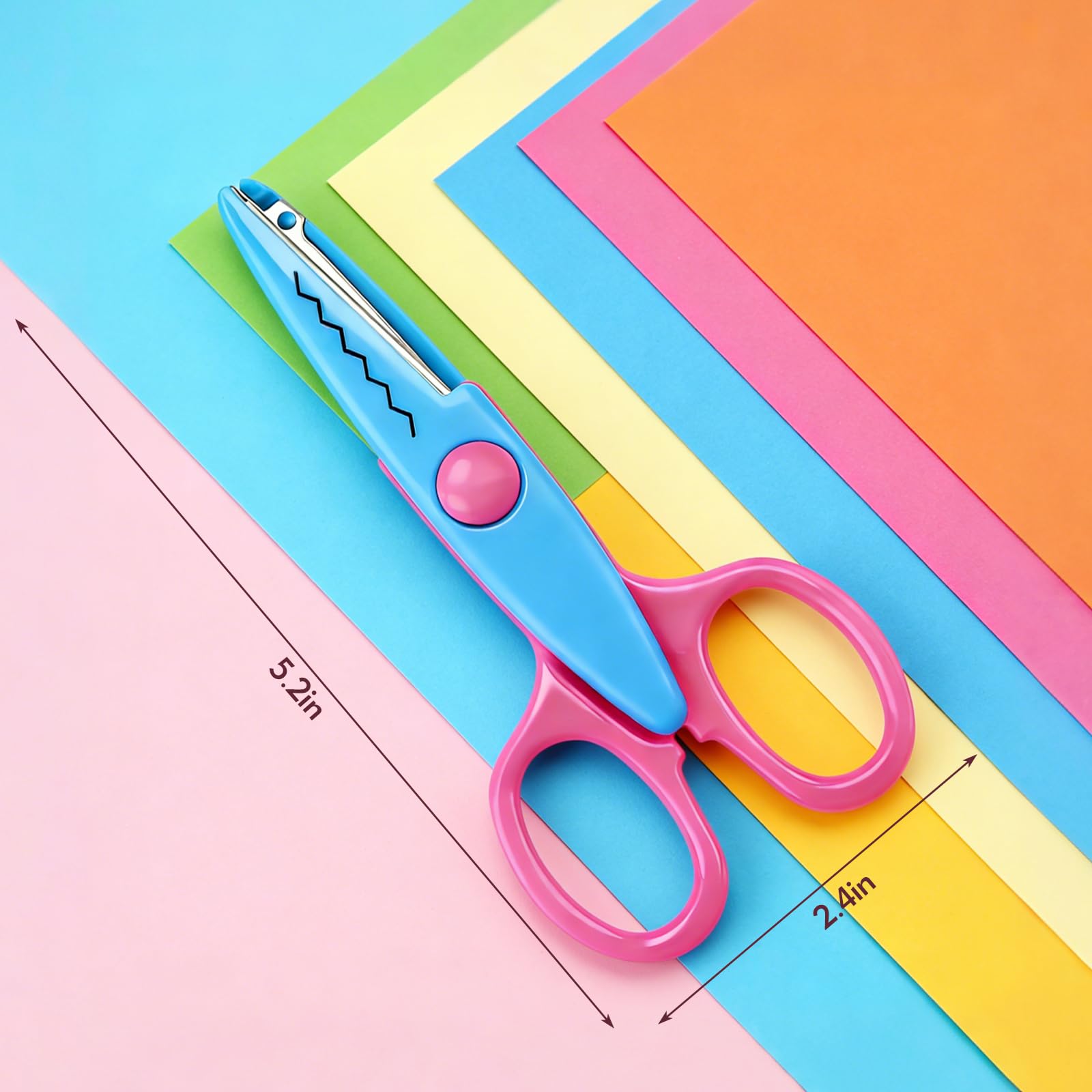 6pcs craft scissors, craft scissors decorative edge for Scrapebook＆School, fancy scissors with Stamp Edge, Fine Zigzag, Castle, Wide Zigzag, Scallop, Ripple - 3