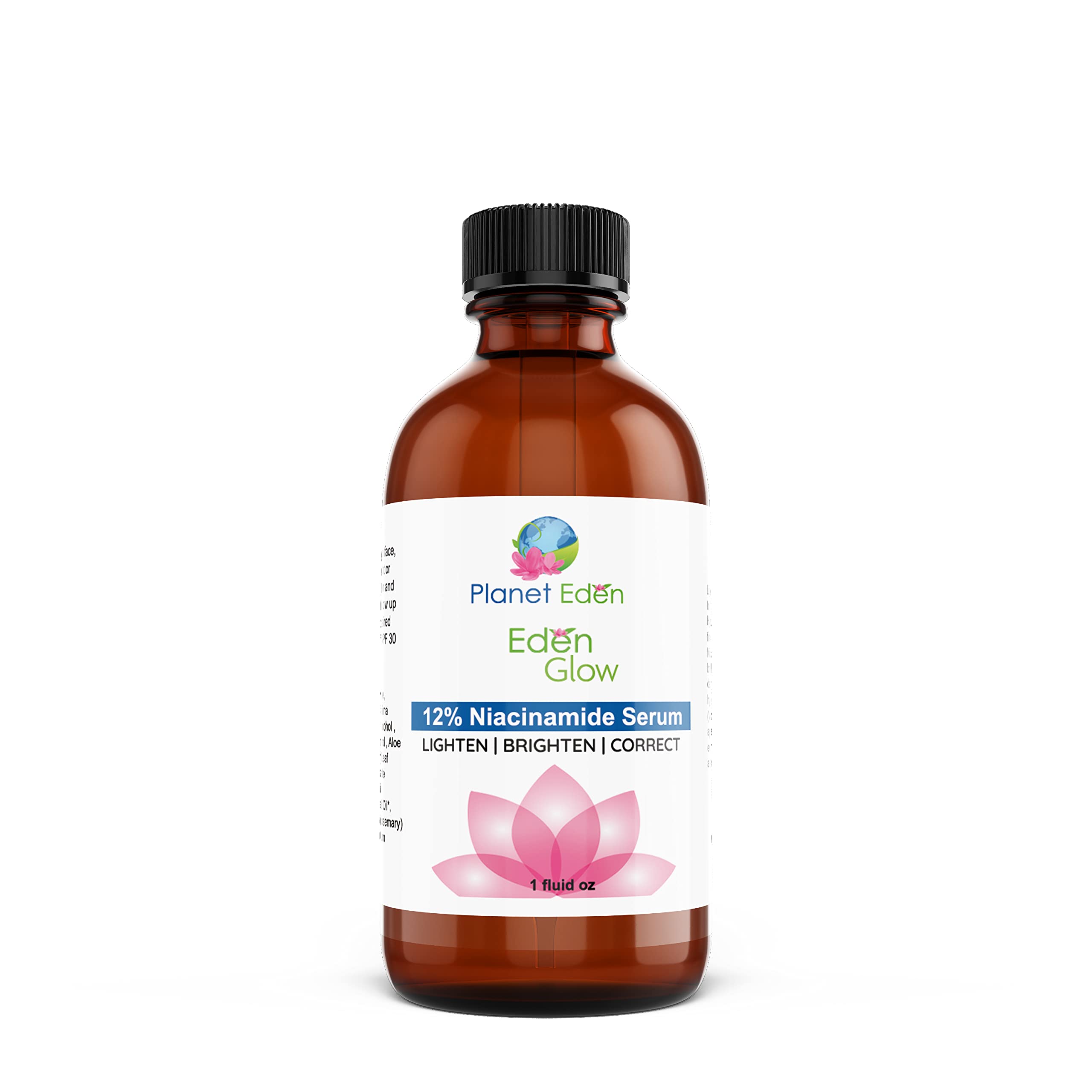 Planet Eden 12% Niacinamide Intensive Serum + Hyaluronic Acid (1 oz) Vitamin B3 - Correct Sun Damage