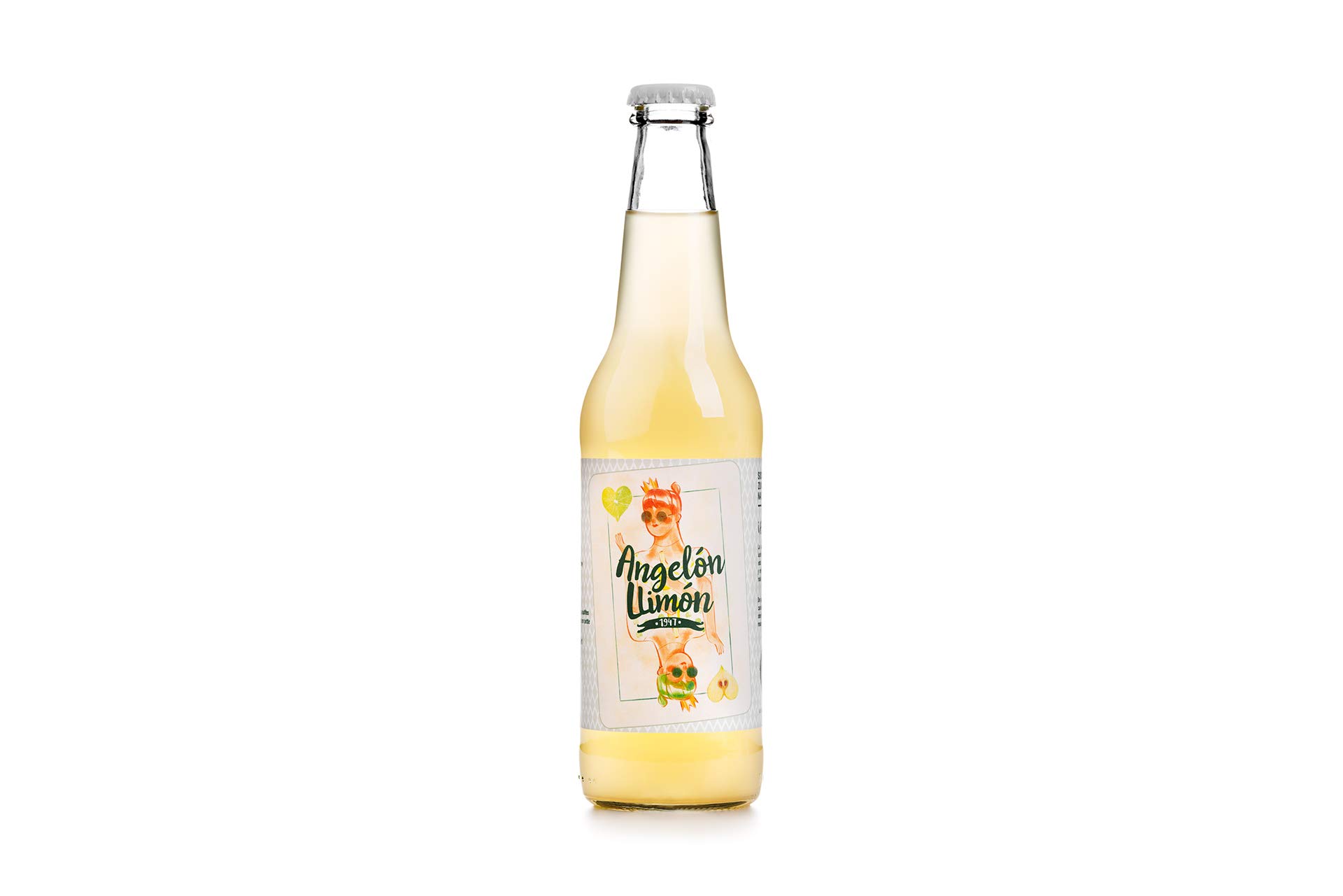 Viuda de Angelón Angelón Llimón Sidra Natural con Zumo de Limón, Lima y Naranja - Refrescante - Caja de 12 Botellas de 33 cl