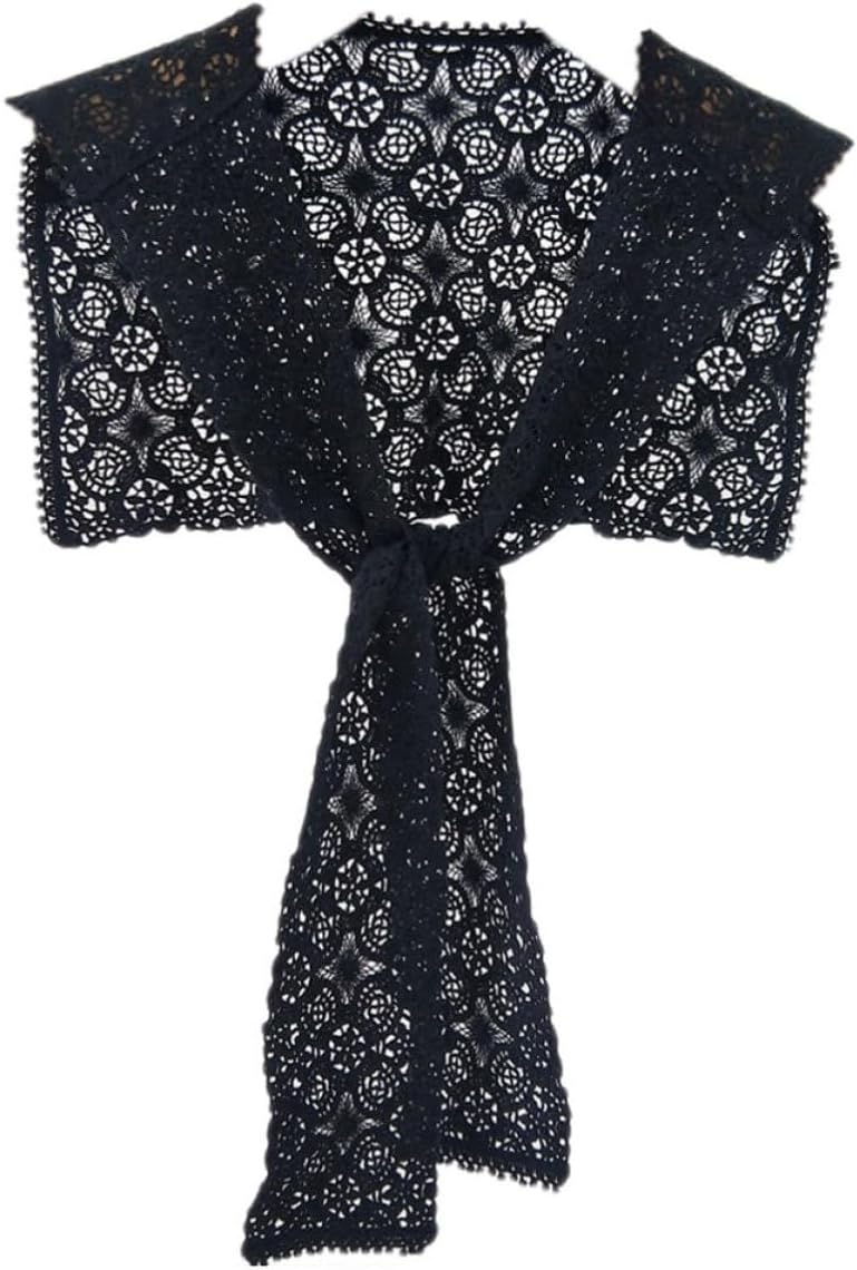 Black Sunscreen Cape Lace Scarf Lightweight Knotted Cloak Dual-use Sun Protection Shoulder Wrap for Spring and Summer
