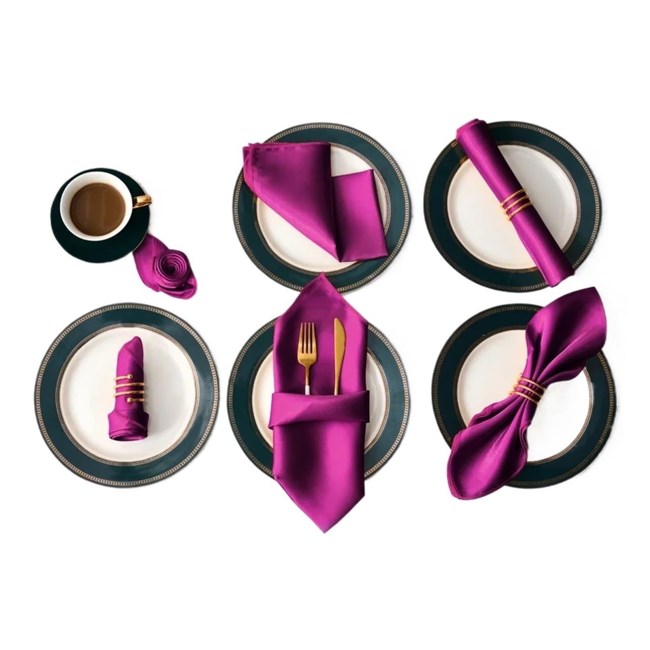 Napkins 12Pcs 30 * 30cm Square Satin Table Napkin Hotel Serving Napkins Washable Handkerchief Wedding Birthday Banquet Decoration(Color 21)