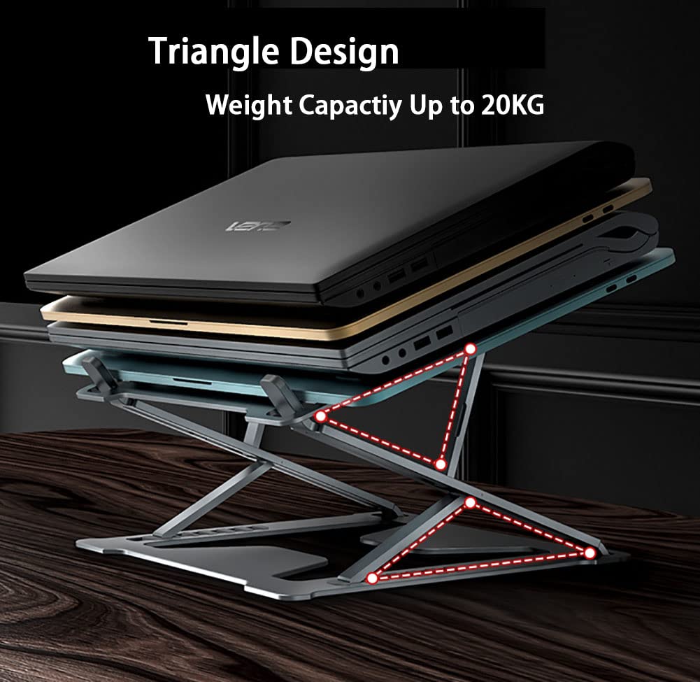 Supporto ultra sottile per laptop, 6+10 livelli regolabile in altezza per notebook, supporto pieghevole in lega di alluminio per laptop da 11 a 17,3 pollici (argento)
