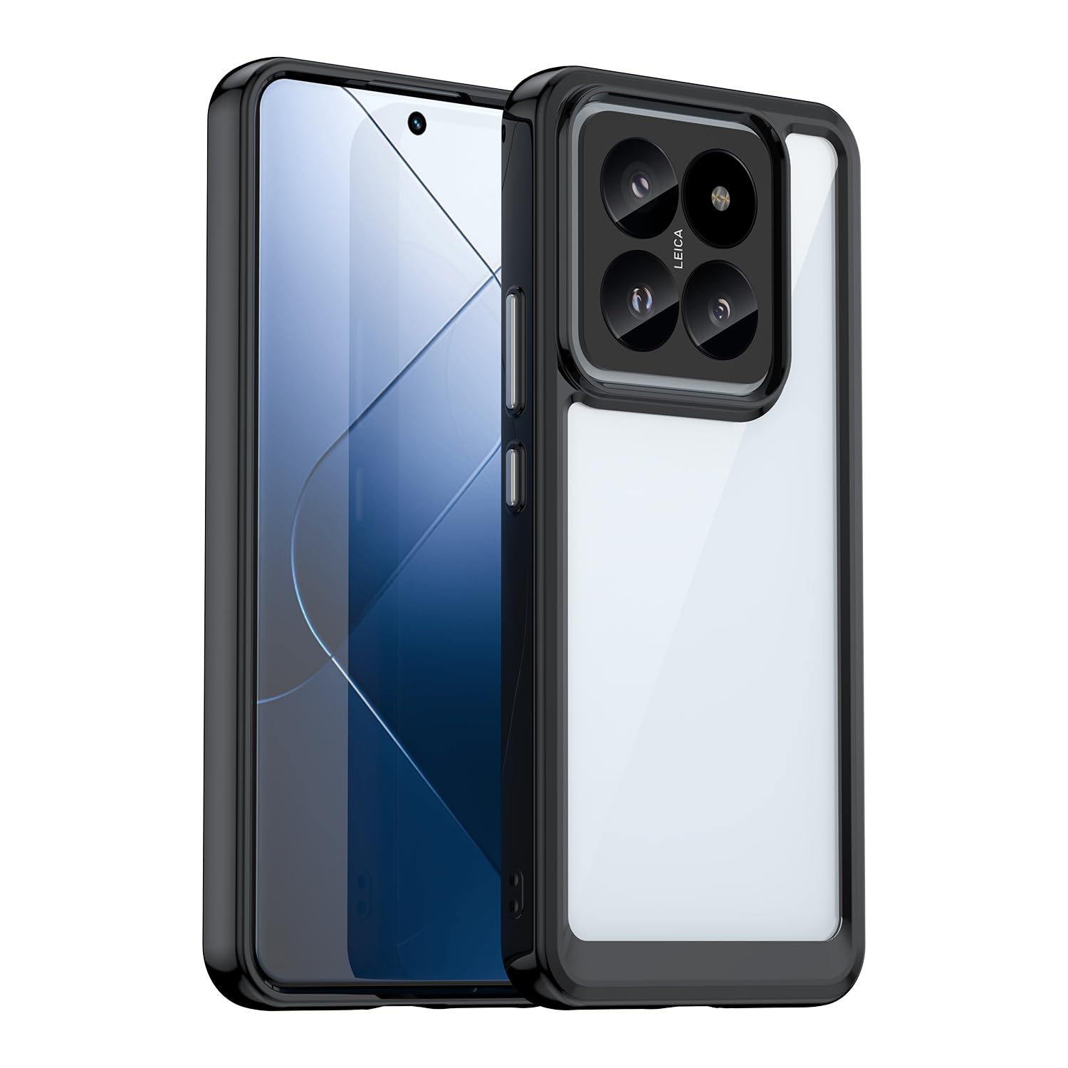 BohaoCase for Xiaomi Mi 14 Pro Case Drop Protection[Defend from Drop/Scratch/Fingerprint] Clear Hard Acrylic Back Soft TPU Bumper Slim Phone Case for Mi 14 Pro-Black