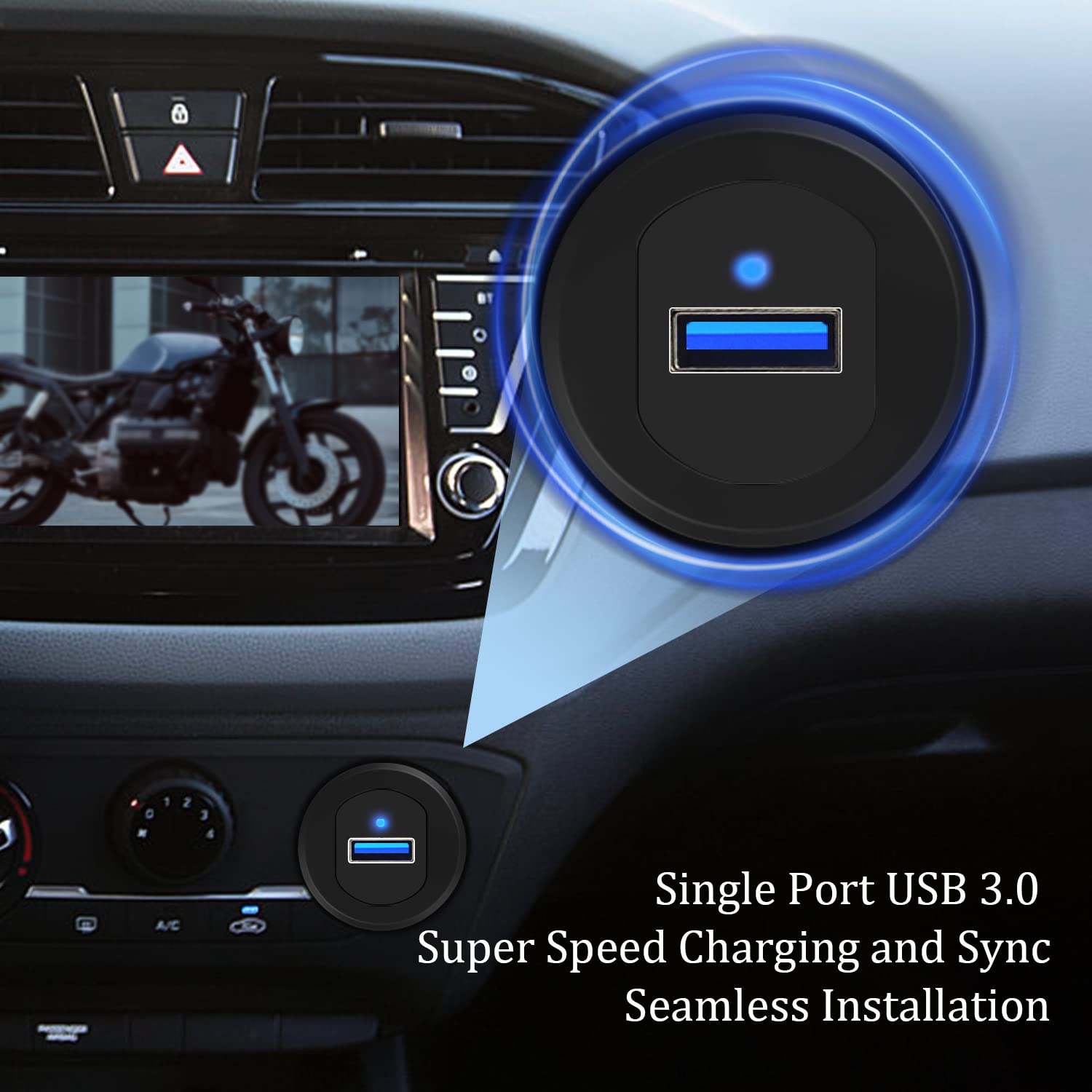 Single Port USB 3.0 Autohalterung Unterputzkabel mit LED-Anzeige