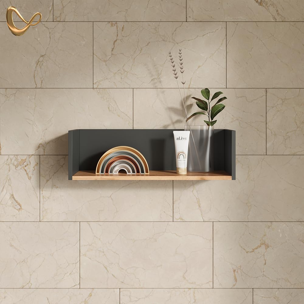 Livinity Mobiletto per lavatrice Paolina, Antracite/Rovere dorato, 67.8 x 20 cm