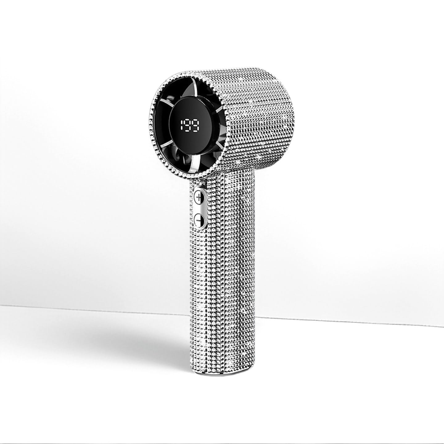 Handheld Fan with Ice Cooler, Battery Powered Portable Fans,1-199 Speed,LED Display,40DB Portable Handheld Fan Powerful Cold Air Cooling Personal Hand Held Fan for Travel/Outdoor/Work (White Diamond)