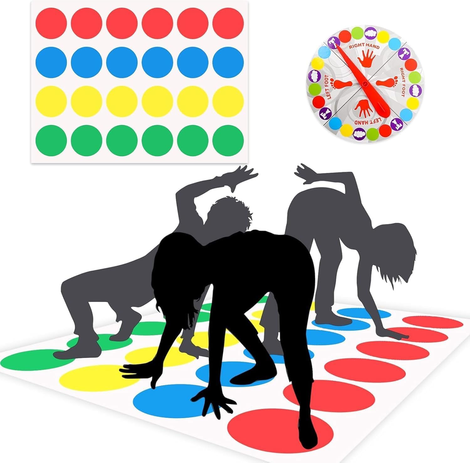 Lonimia Twister Party Classic Board Game for 2 or More Players - Floor Mat With Spinner for Indoor Outdoor Team Game