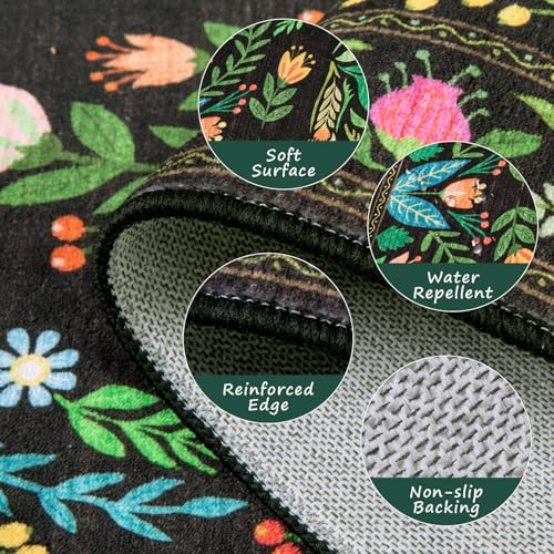 Tapete decorativo blanco 2x3 pies Boho floral gato miniatura 4