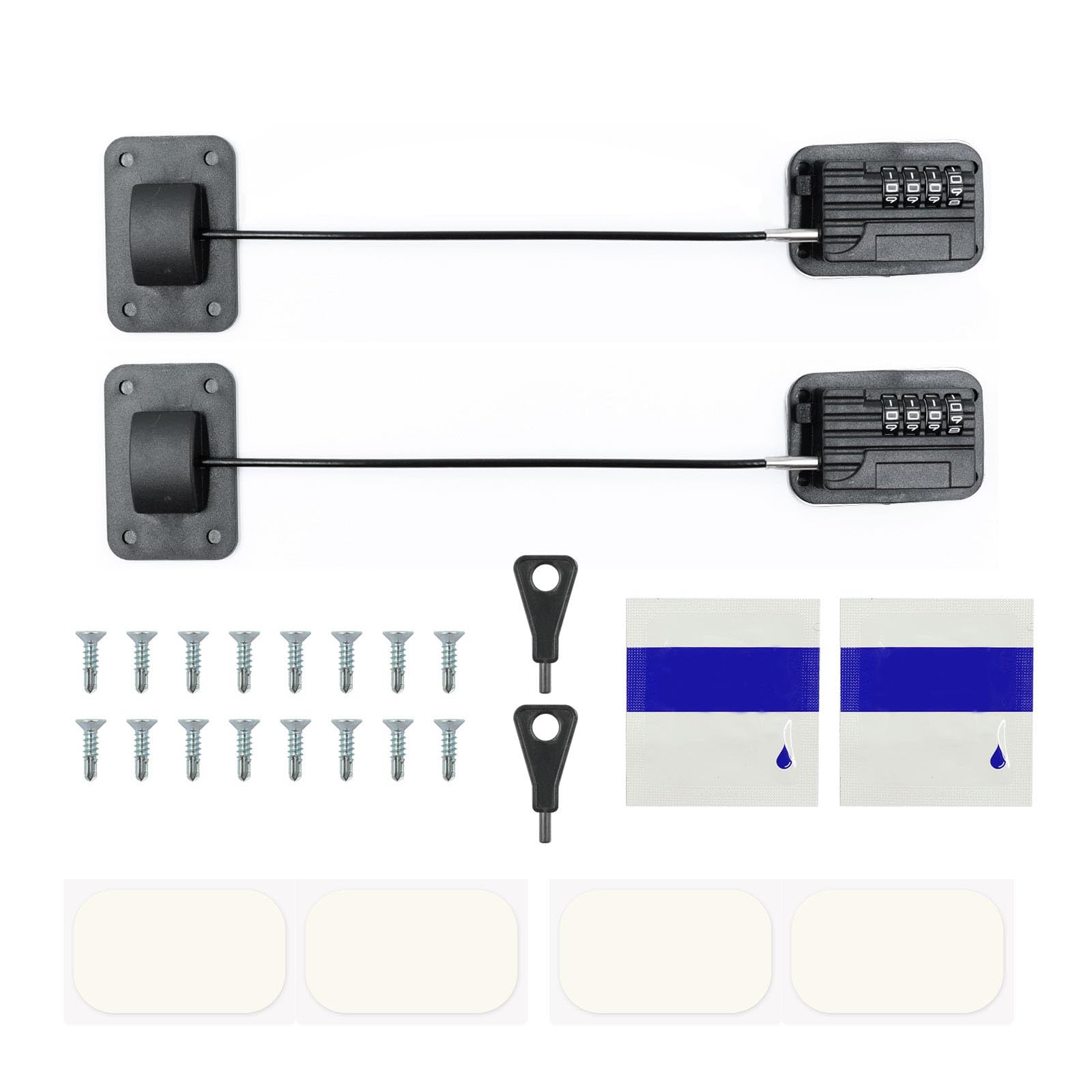 Wealsun 4-Digit Refrigerator Locks with Password (Black, 2PCS)