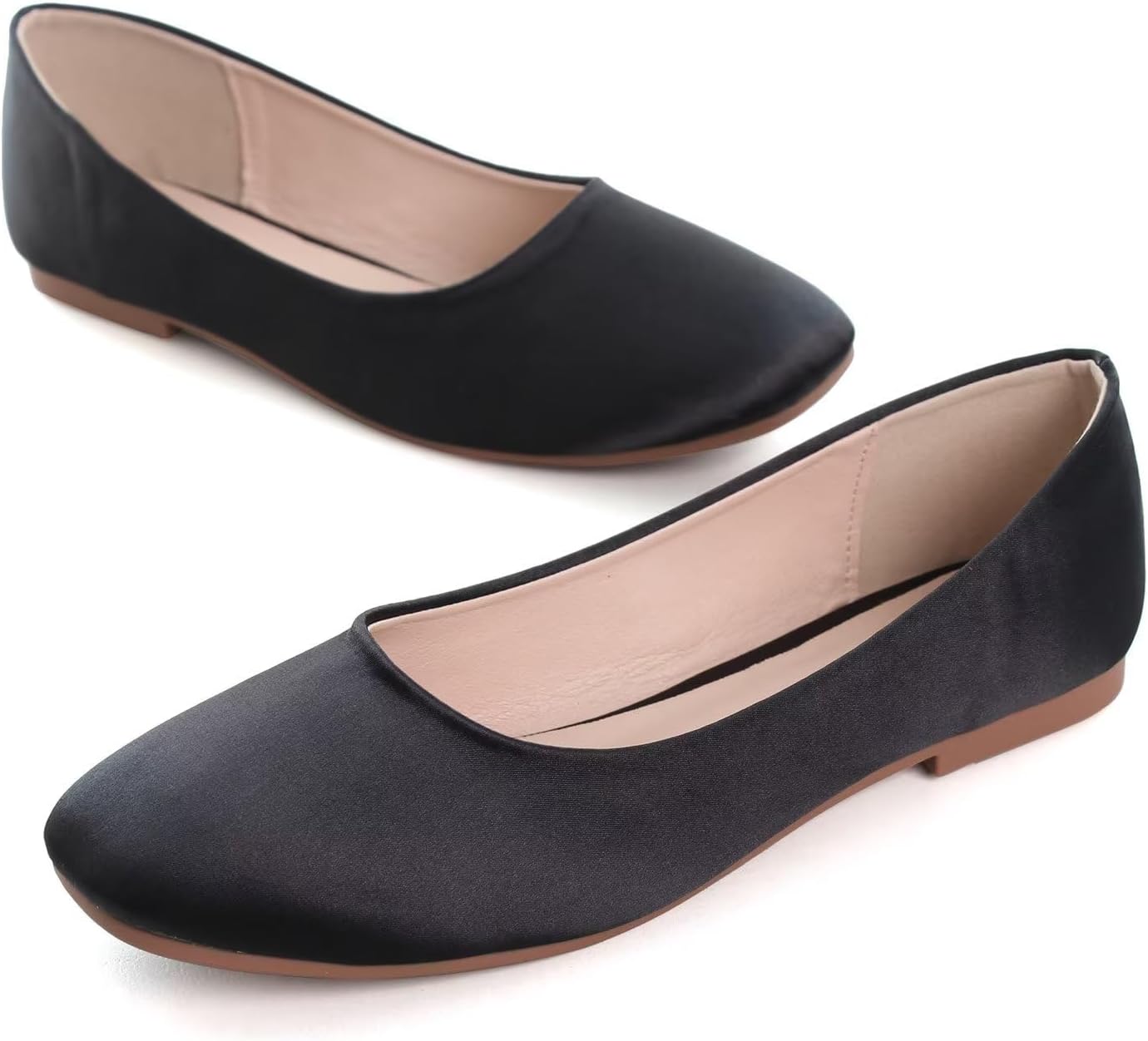 Women's Flats Square Toe Ballet Shoes Casual Flats Satin Dress Shoes Comfort Slip-On Loafers