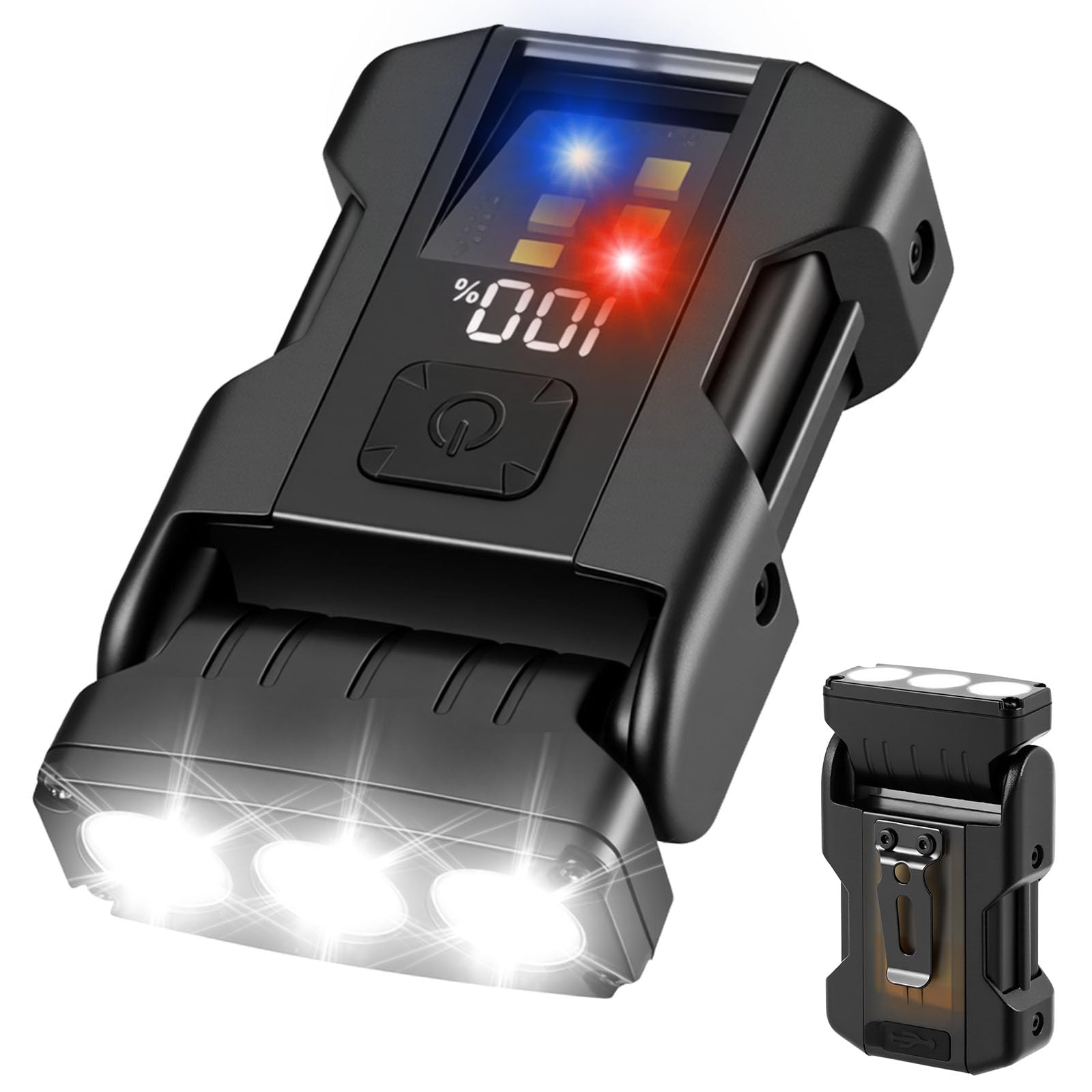 Mini LED Torch Rechargeable, 550 Lumen Small Torch EDC Super Bright with Magnetic Base, 80° Rotatable Flashlight, USB-C, Camping Torchs for Working, Cycling, Running and Safety Warning[Energy Class A]