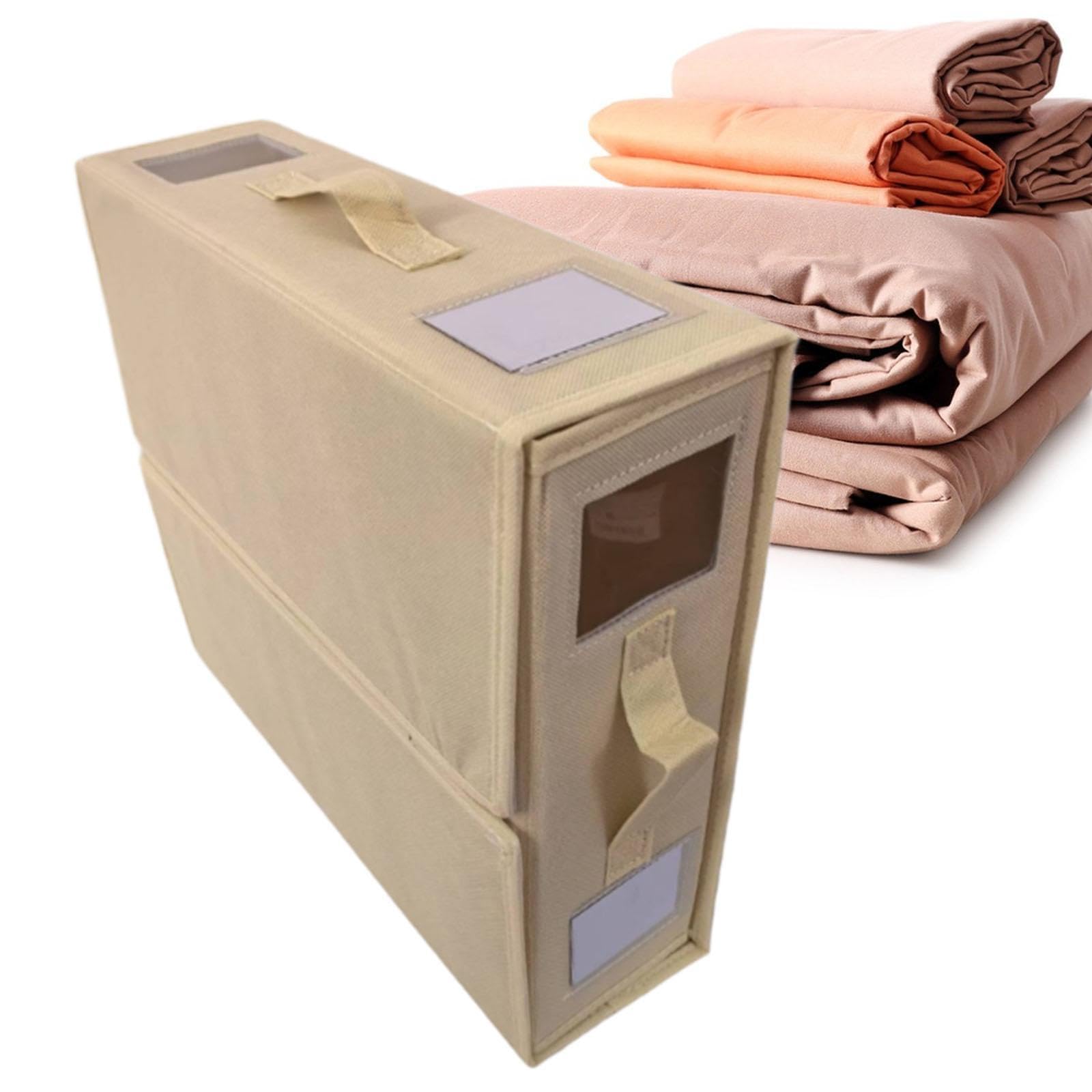 Baoblaze Organizzatore per Lenzuola per Armadio, Contenitore Pieghevole per Biancheria da Letto, Copripiumino, Asciugamani, Coperte, organizzazione della casa, Beige