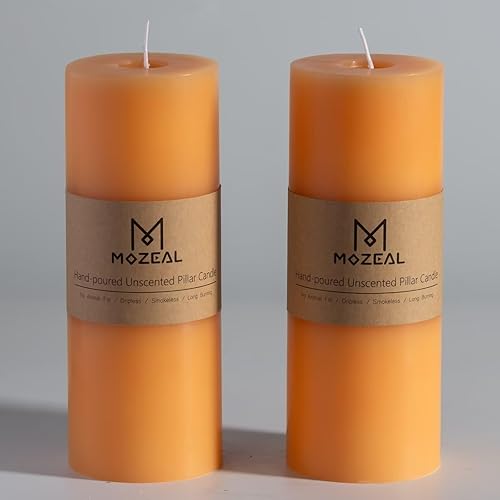 Miniatura 214 de MOZEAL Velas de pilar extra grandes de color borgoña de 4" x 10" (juego de 2), sin perfume, sin goteo, sin humo, de larga combustión limpia, velas