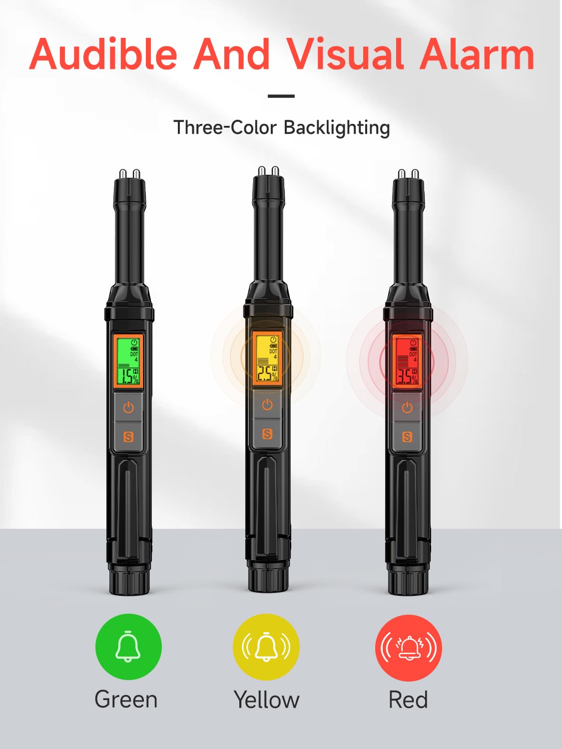 NA Tester Liquido Freni, Tester del Liquido con Display LCD, dell'olio Penna di Prova, Tester Fluido Freni con allarme acustico e visivo, Liquido Freni Tester per DOT3 DOT4 DOT5