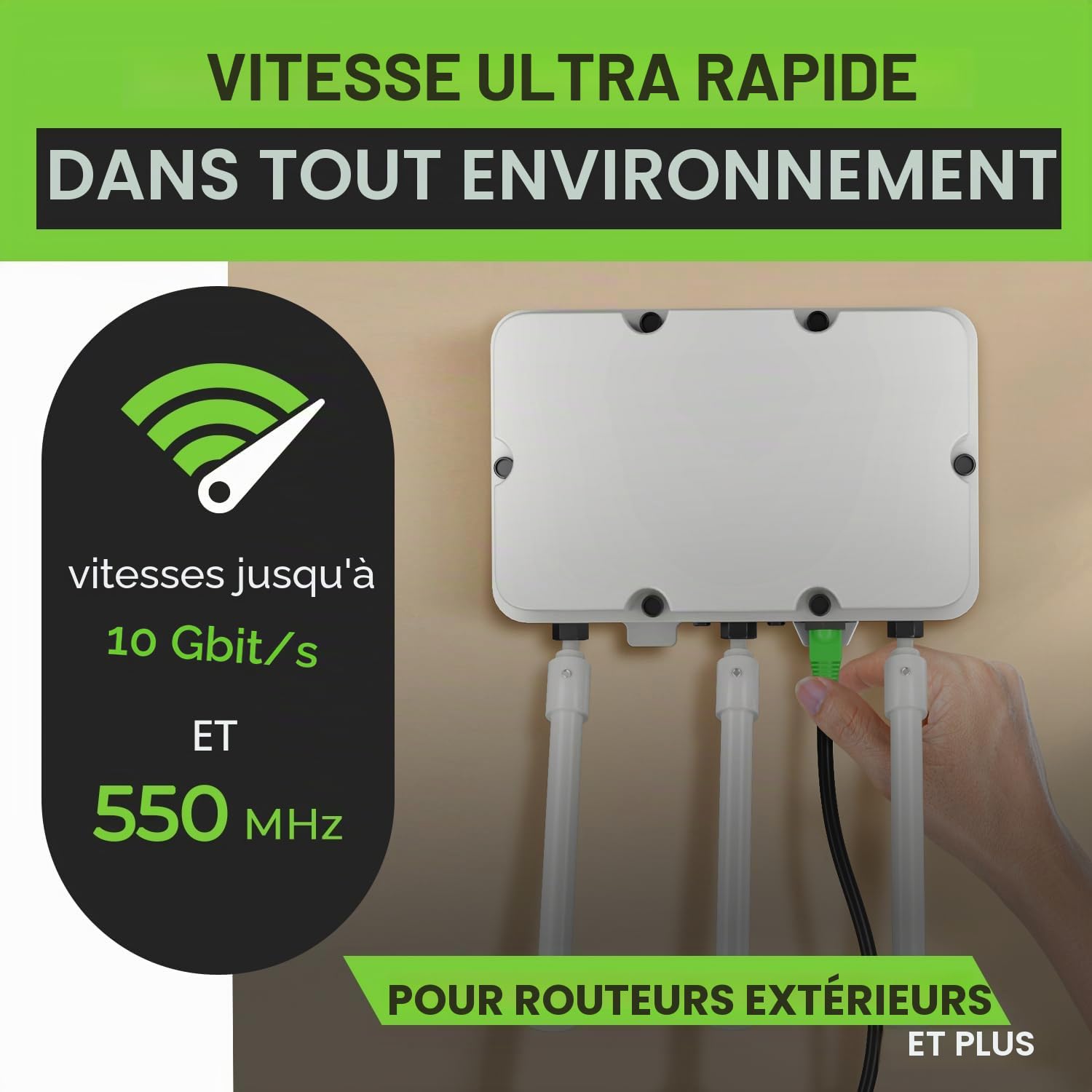 GEARit Câble Ethernet Cat6 extérieur (75 mètres) boîtier en cuivre CCA, étanche, enterrement direct dans le sol, veste UV, POE, réseau, Internet, Cat 6, câble Cat6 - 75 m