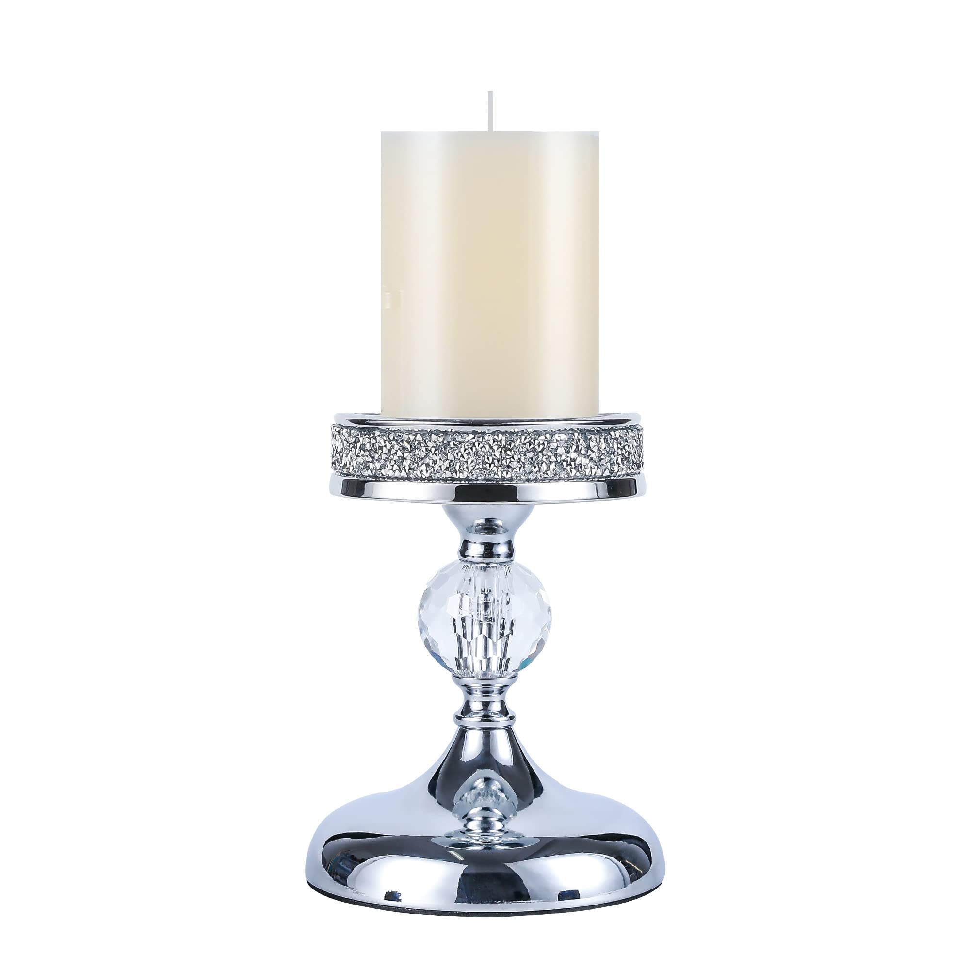 HanjueCandle Holders, Crystal Candle Holder for Pillar Candle, Candlesticks Holder for Wedding, Dining Coffee Table, Living Room,Home Centerpieces, Home Decor (065SD)