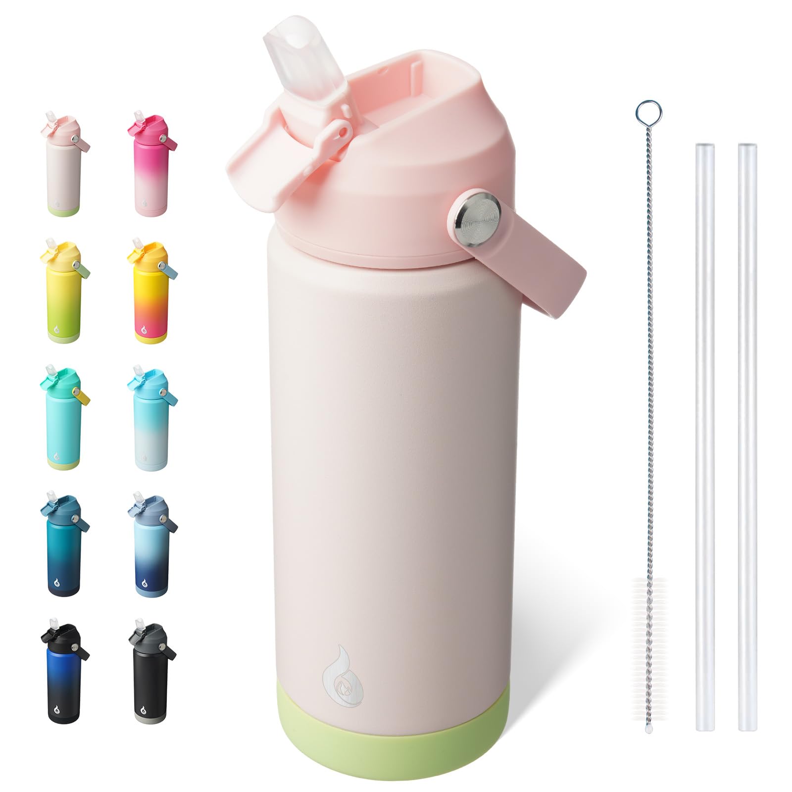 18oz Insulated Water Bottle, Stainless Steel Bottle with Straw Lid