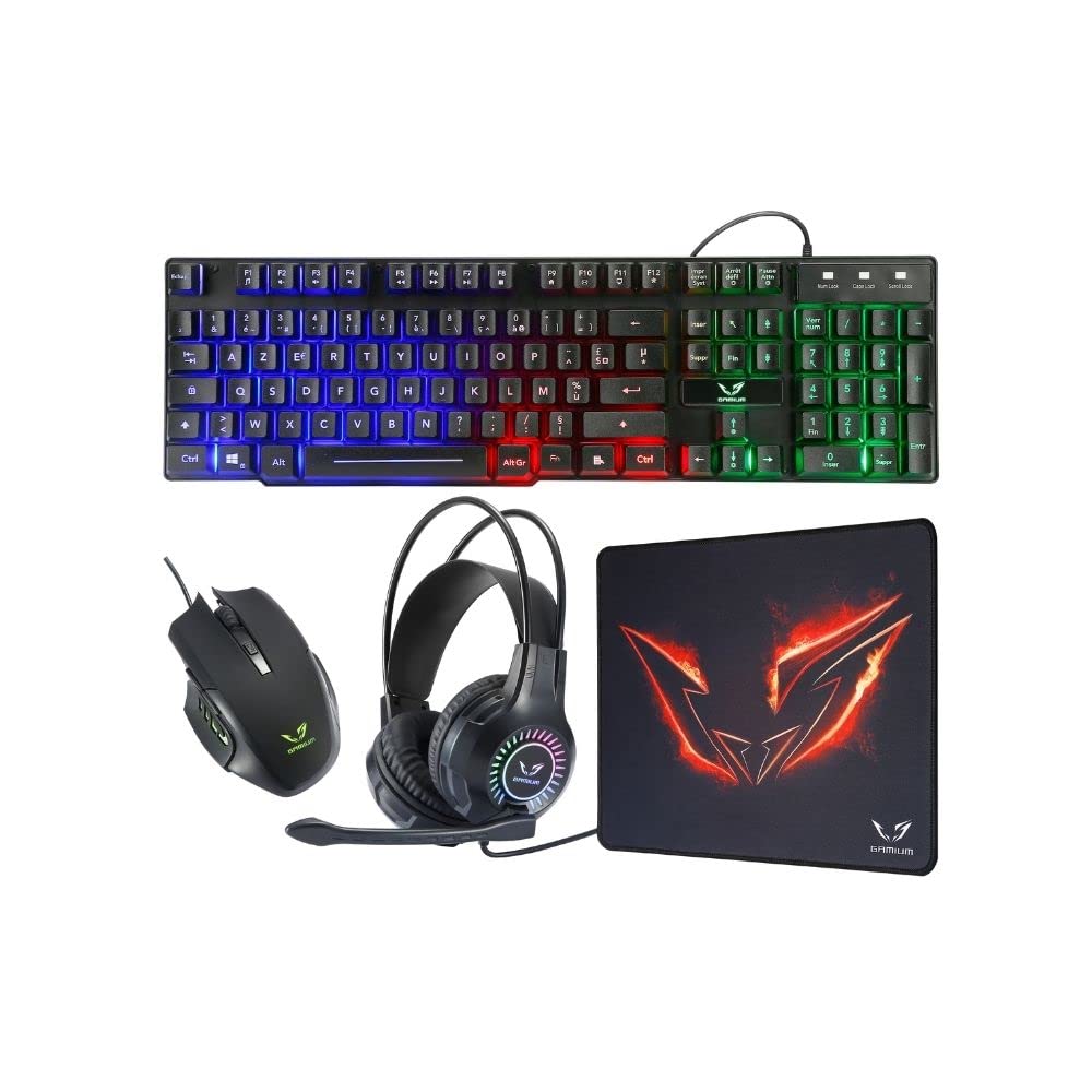 WE Gamium Bundle 4 in 1 per PC cuffie con microfono + tastiera + mouse + tappetino per mouse