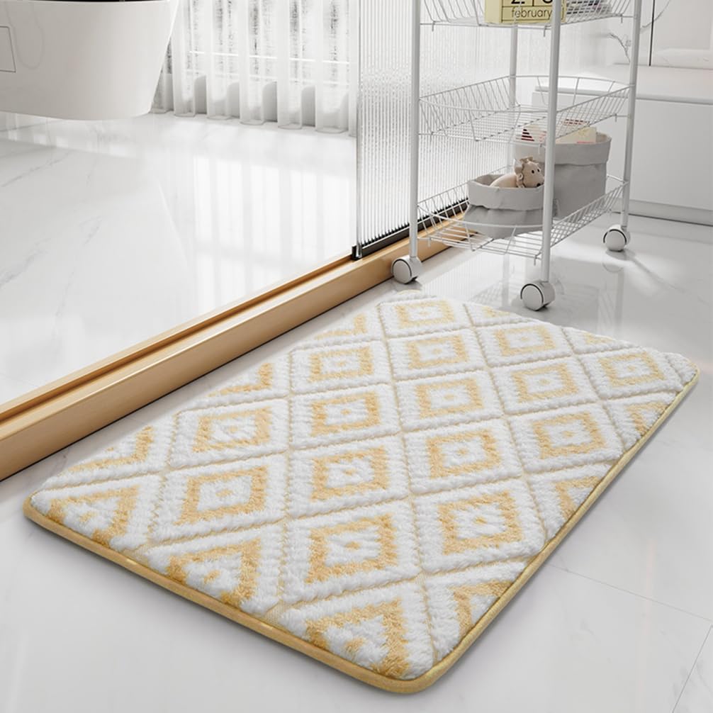 Tappetini per Porte Tappeti da Bagno in Moquette Lussuosi Shaggy Piccoli Morbidi per Vasca e Doccia Tappetini per Porte per Interni ed Esterni Tappetini da Bagno (24" X 36", Giallo