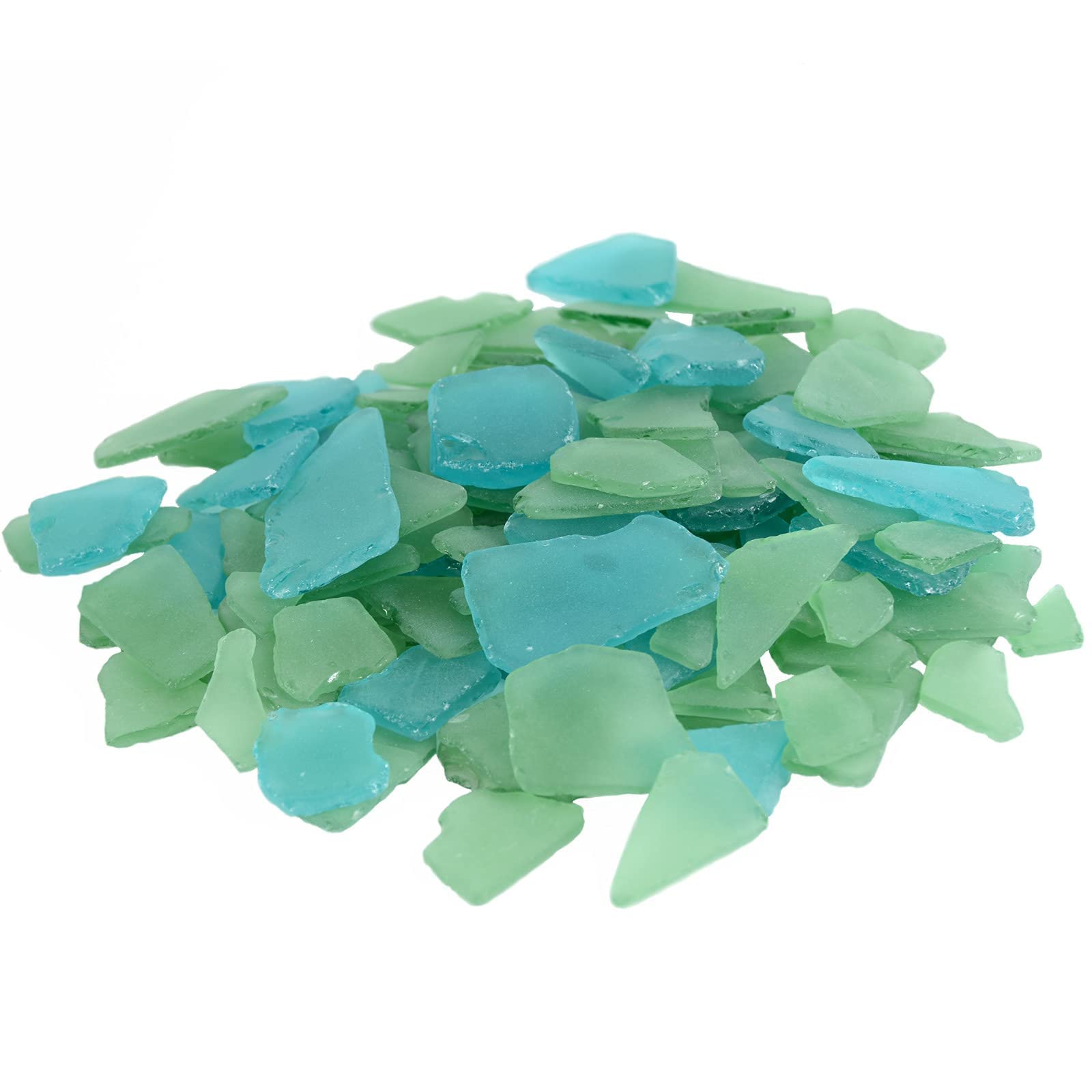 Giftvest Sea Glass | 16 oz Cobalt Blue Aqua and Frosted White Tumbled Sea Glass Decor | Bulk Seaglass Pieces for Beach Wedding Decor & Art Crafts Decor | Sea Glass Bulk (Pale Green Yellow & Aqua)