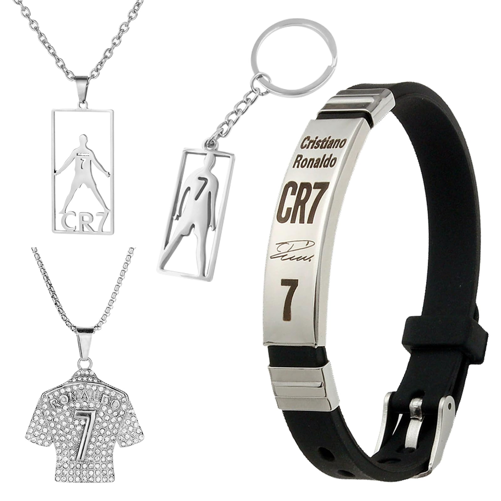 4 Piezas Juego de Cadena con Collar y Pulsera de Fútbol para Niños, Futbol Pulsera de Regalos, pulsera de fútbol para niños, Regalo para Aficionados